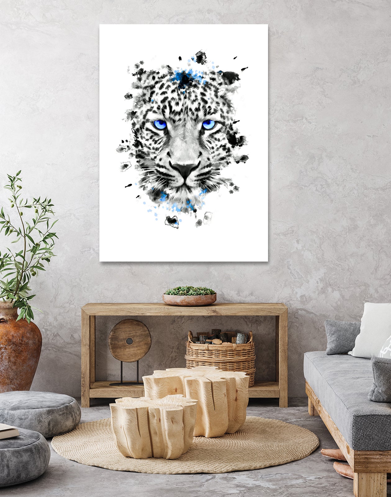 Leopard with blue eyes by Jurijs Permanickis on GIANT ART - white digital painting