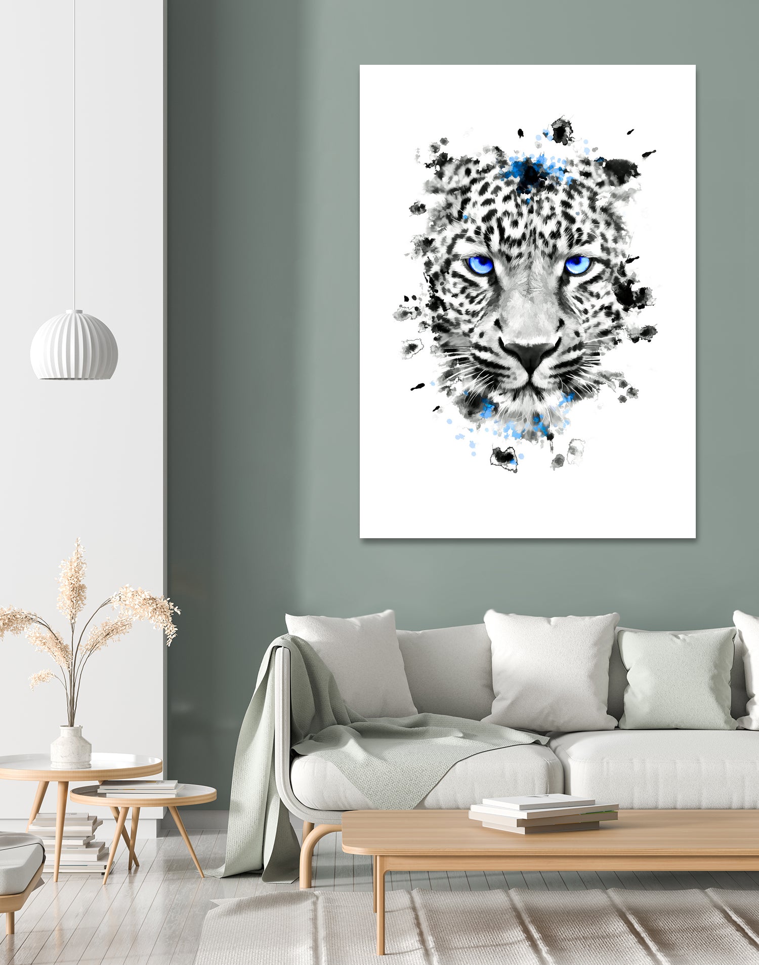 Leopard with blue eyes by Jurijs Permanickis on GIANT ART - white digital painting