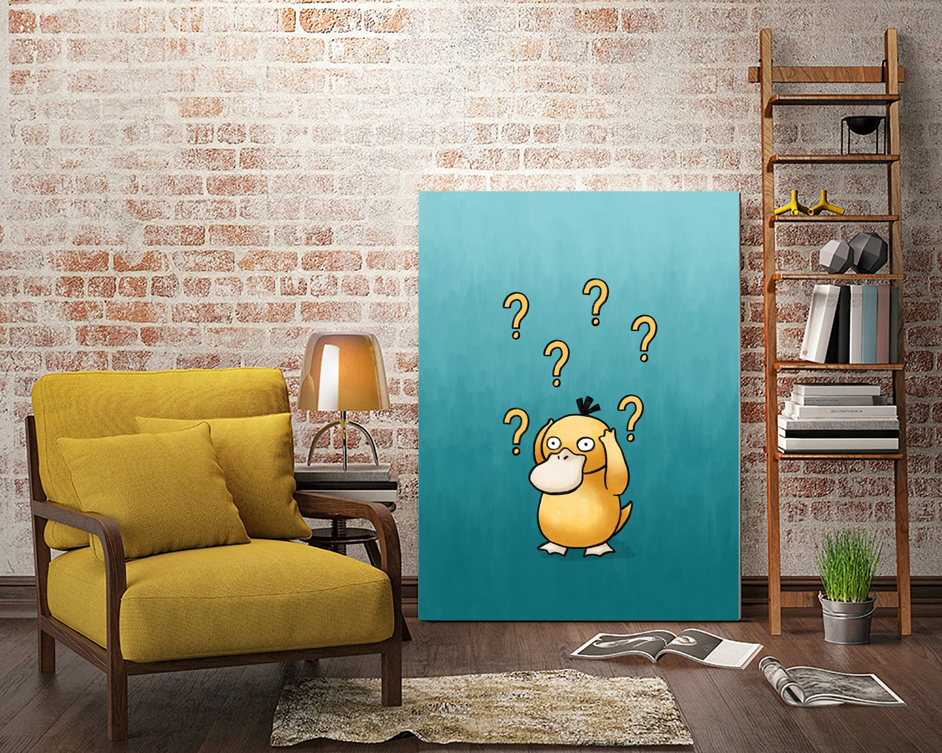 Psyduck confused by Massive Magpie on GIANT ART - blue digital painting