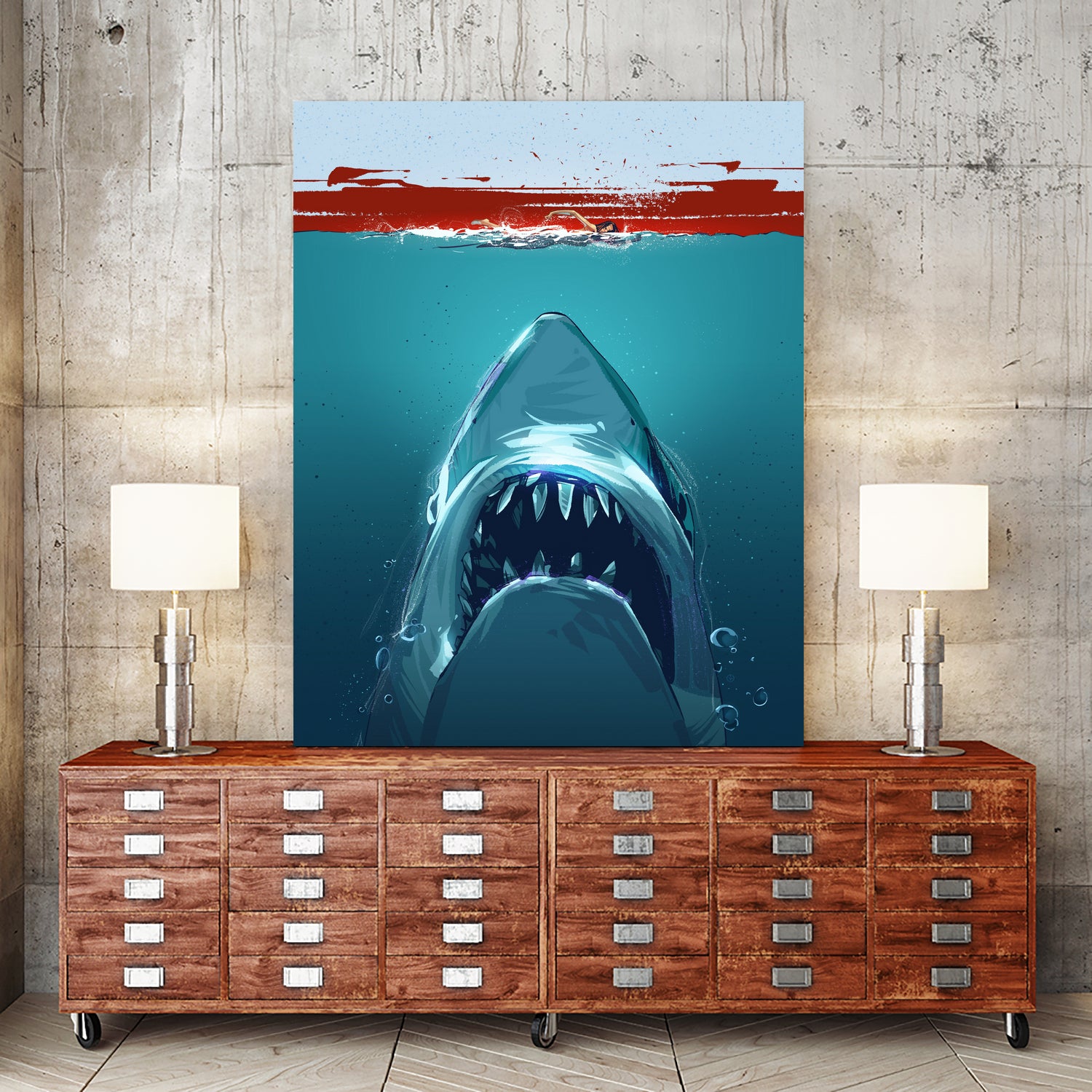 JAWS by Nikita Abakumov on GIANT ART - blue digital painting