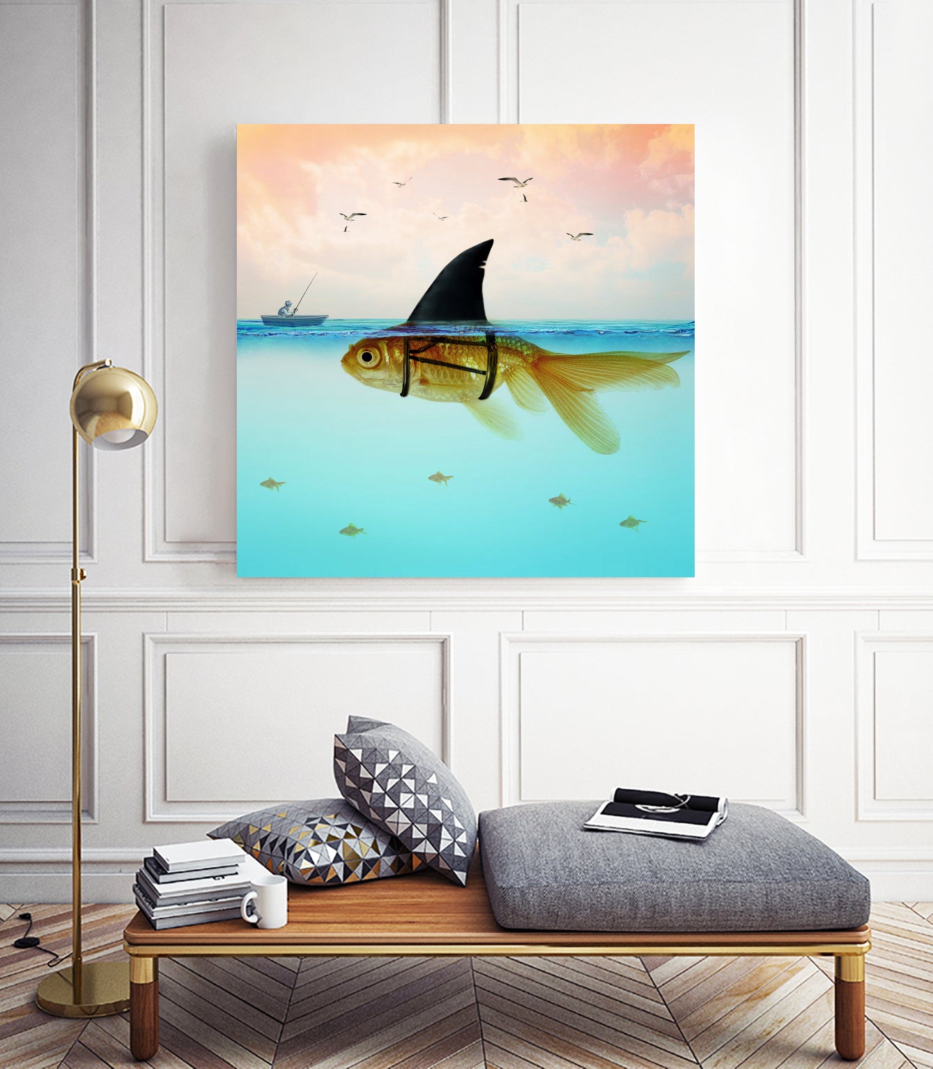 Goldfish with a Shark Fin by Vin Zzep on GIANT ART - white digital painting