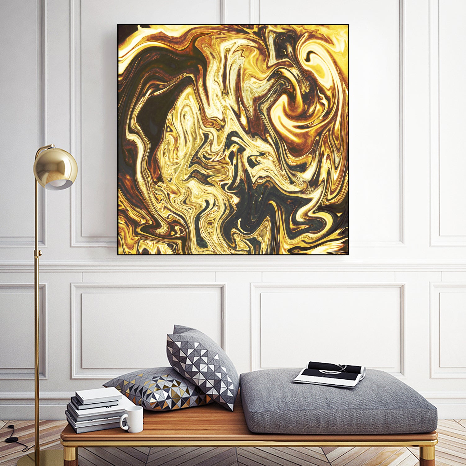 Abstract Marble Painting by Amir Faysal on GIANT ART - yellow digital painting