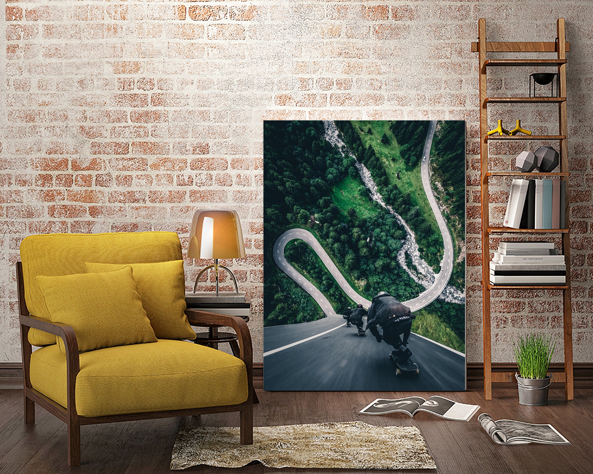 Crazy downhill skateboarders by GEN Z by Rigaud Mickaël on GIANT ART - green photo illustration