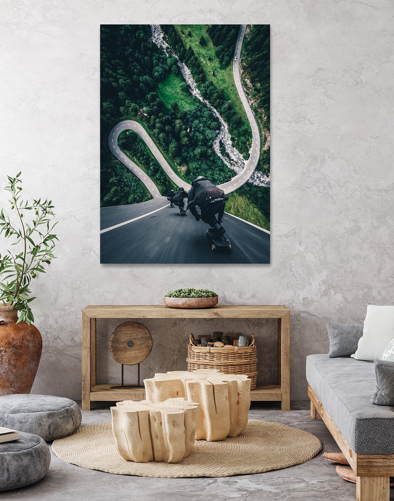 Crazy downhill skateboarders by GEN Z by Rigaud Mickaël on GIANT ART - green photo illustration