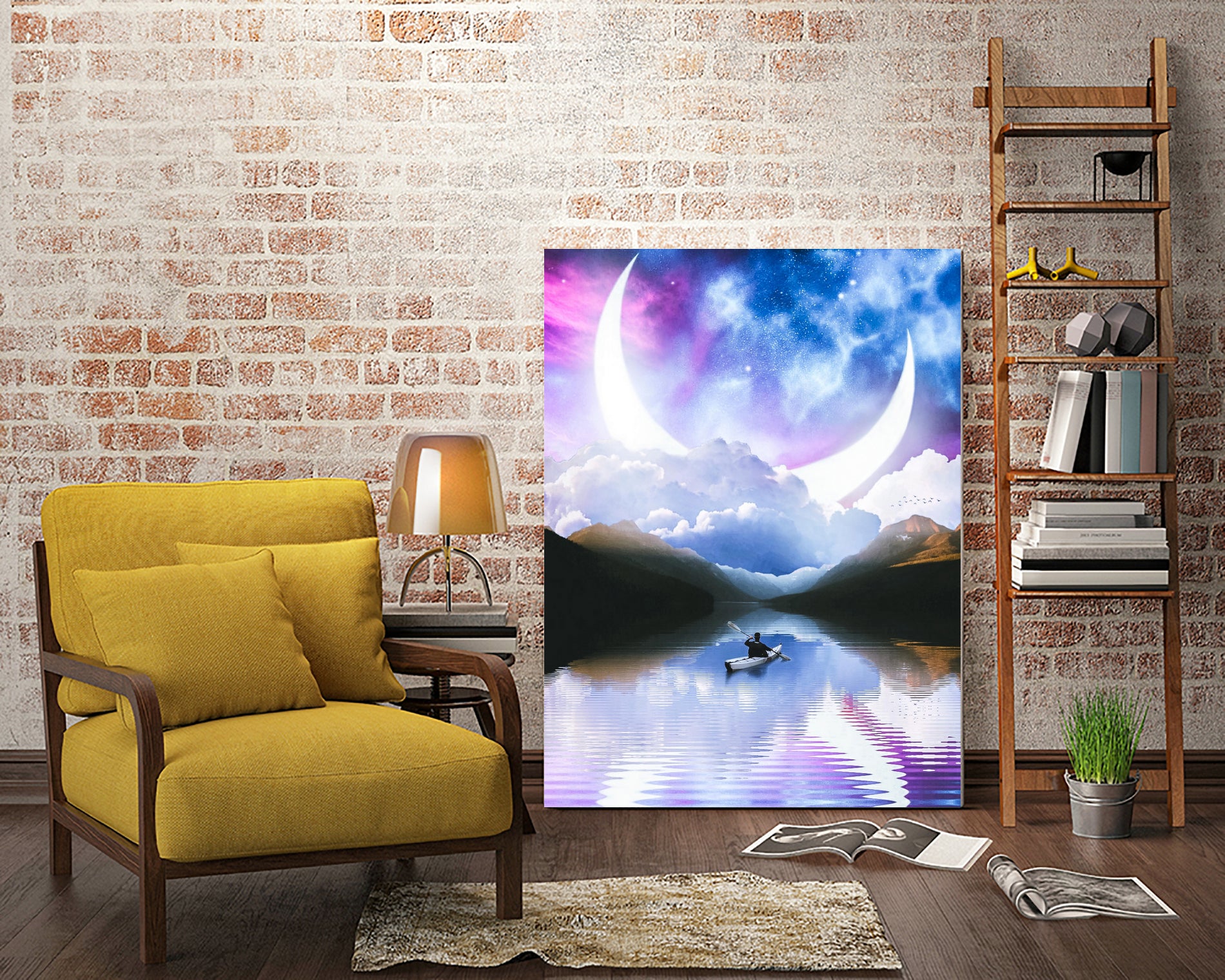 Peaceful Getaway on a Small Quiet Lake by GEN Z by Rigaud Mickaël on GIANT ART - blue photo illustration