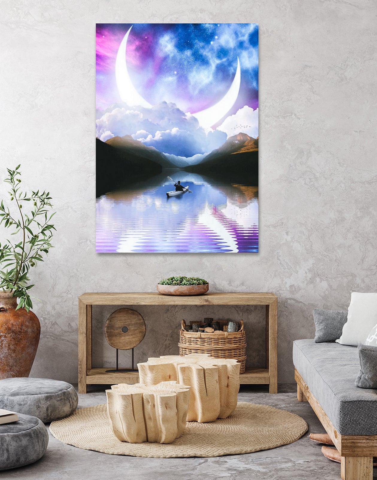 Peaceful Getaway on a Small Quiet Lake by GEN Z by Rigaud Mickaël on GIANT ART - blue photo illustration