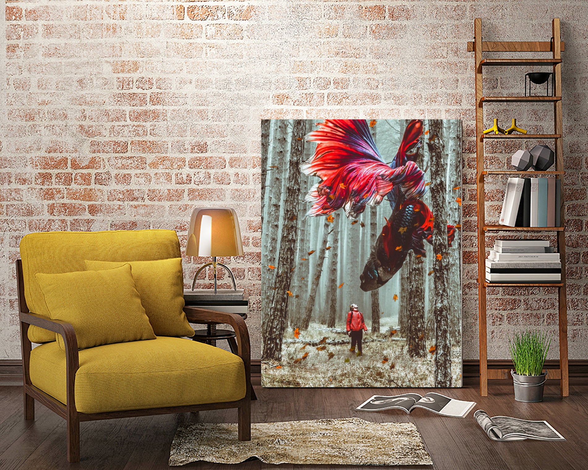 Forest Betta by GEN Z by Rigaud Mickaël on GIANT ART - red photo illustration