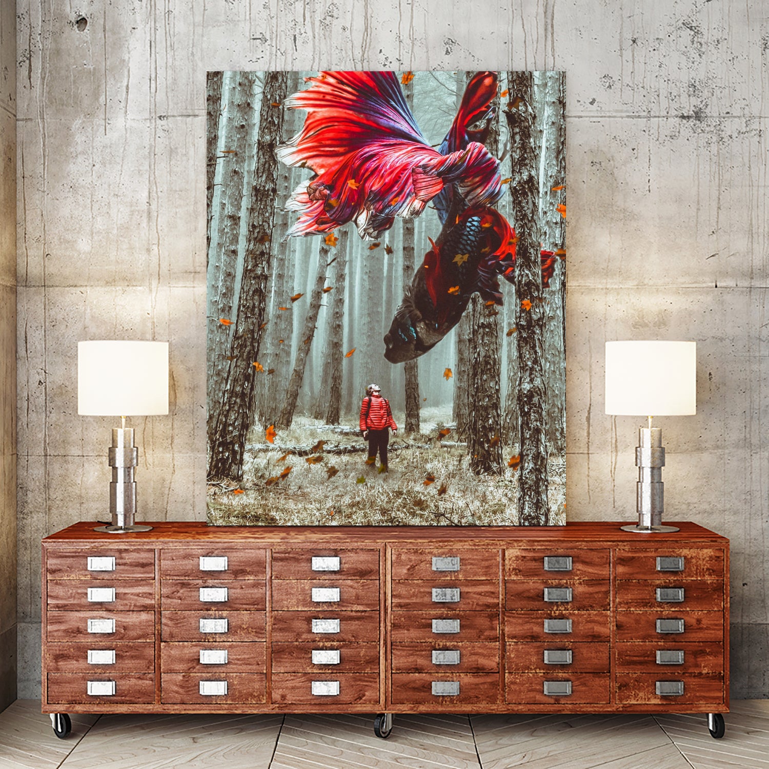 Forest Betta by GEN Z by Rigaud Mickaël on GIANT ART - red photo illustration