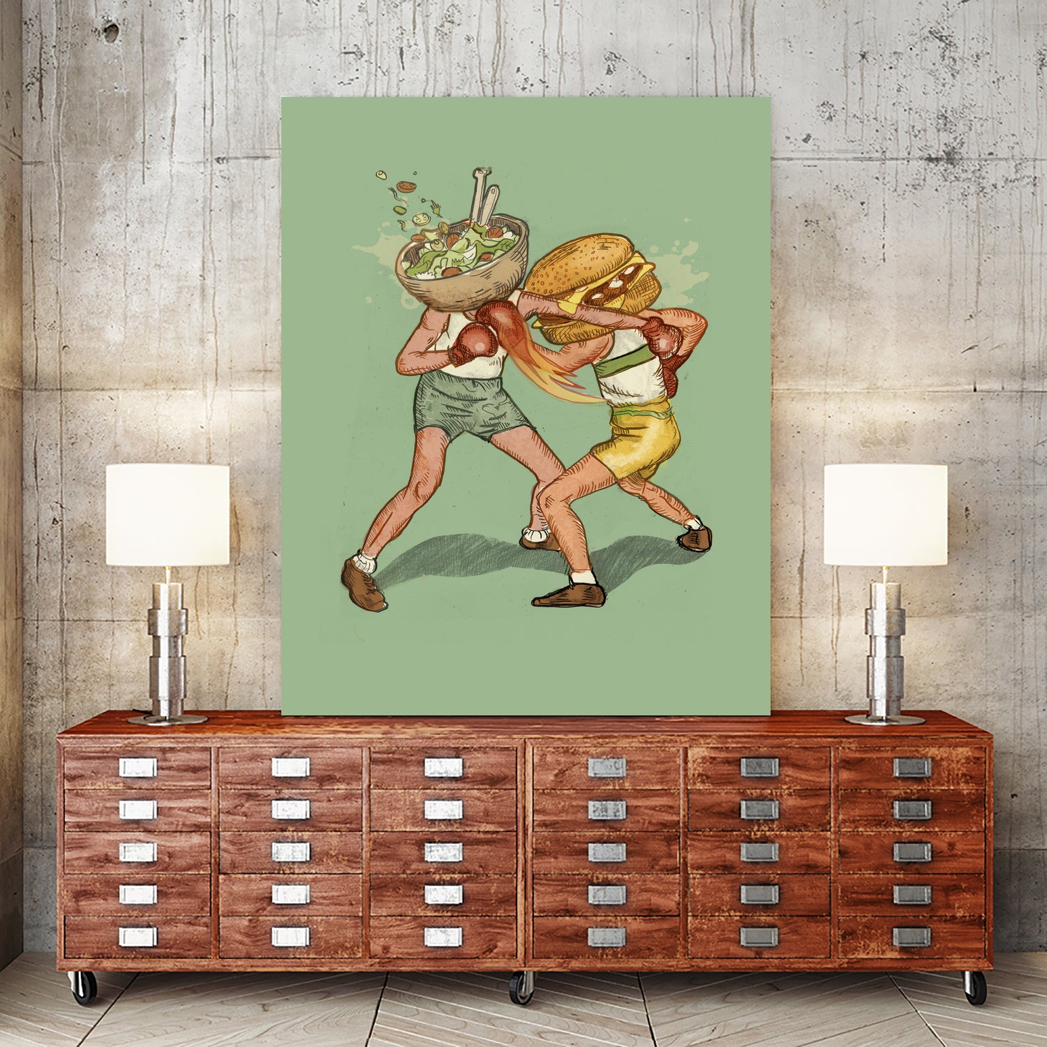 food fight by Alon Braier on GIANT ART - green mixed media