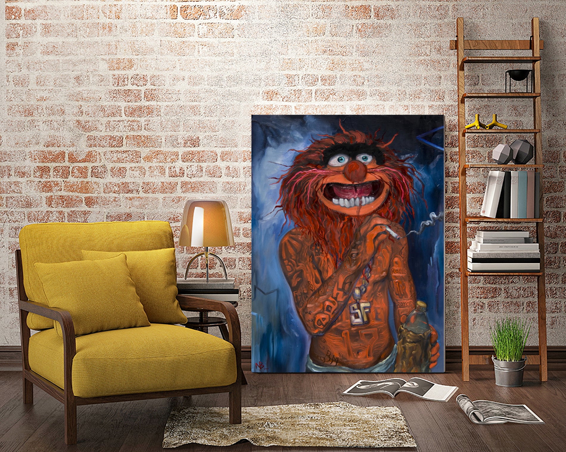 Lil Animal by Nick Beery on GIANT ART - orange mixed media