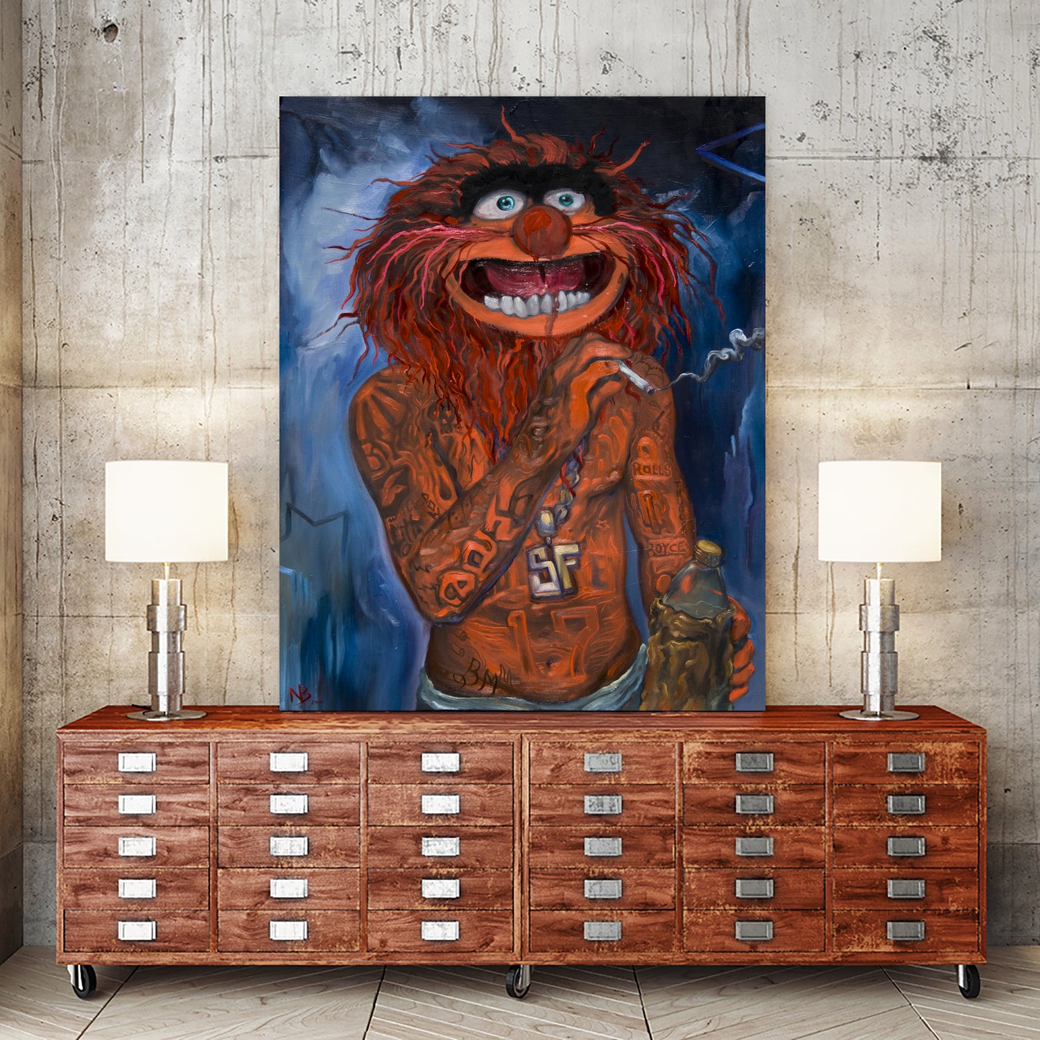 Lil Animal by Nick Beery on GIANT ART - orange mixed media