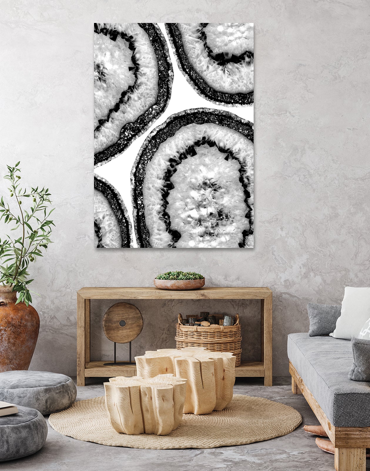 Gray Black White Agate with Black Silver Glitter #3 #gem by Anita & Bella Jantz on GIANT ART - gray photo illustration