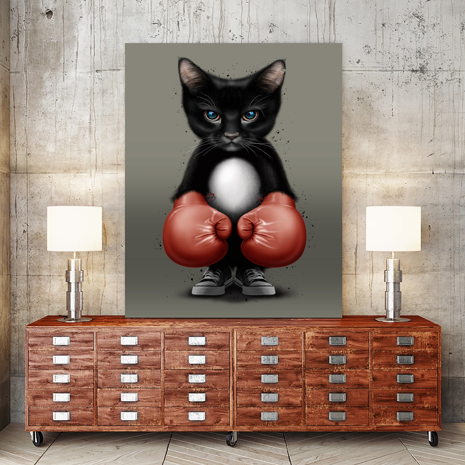 CAT BOXER 2017 by JUMALI KATANI on GIANT ART - black digital painting