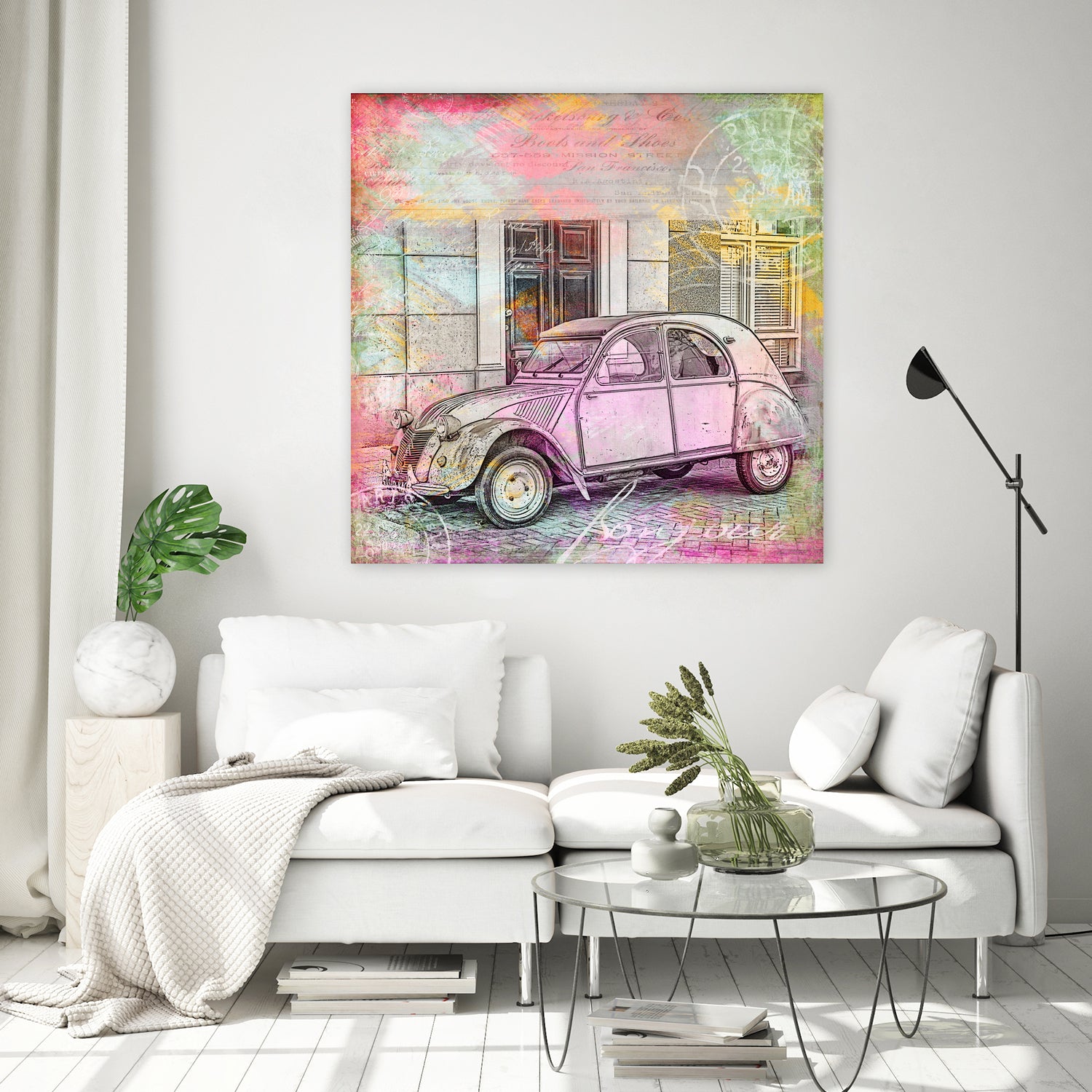 2CV Retro Car by Andrea Haase on GIANT ART - pink photo illustration