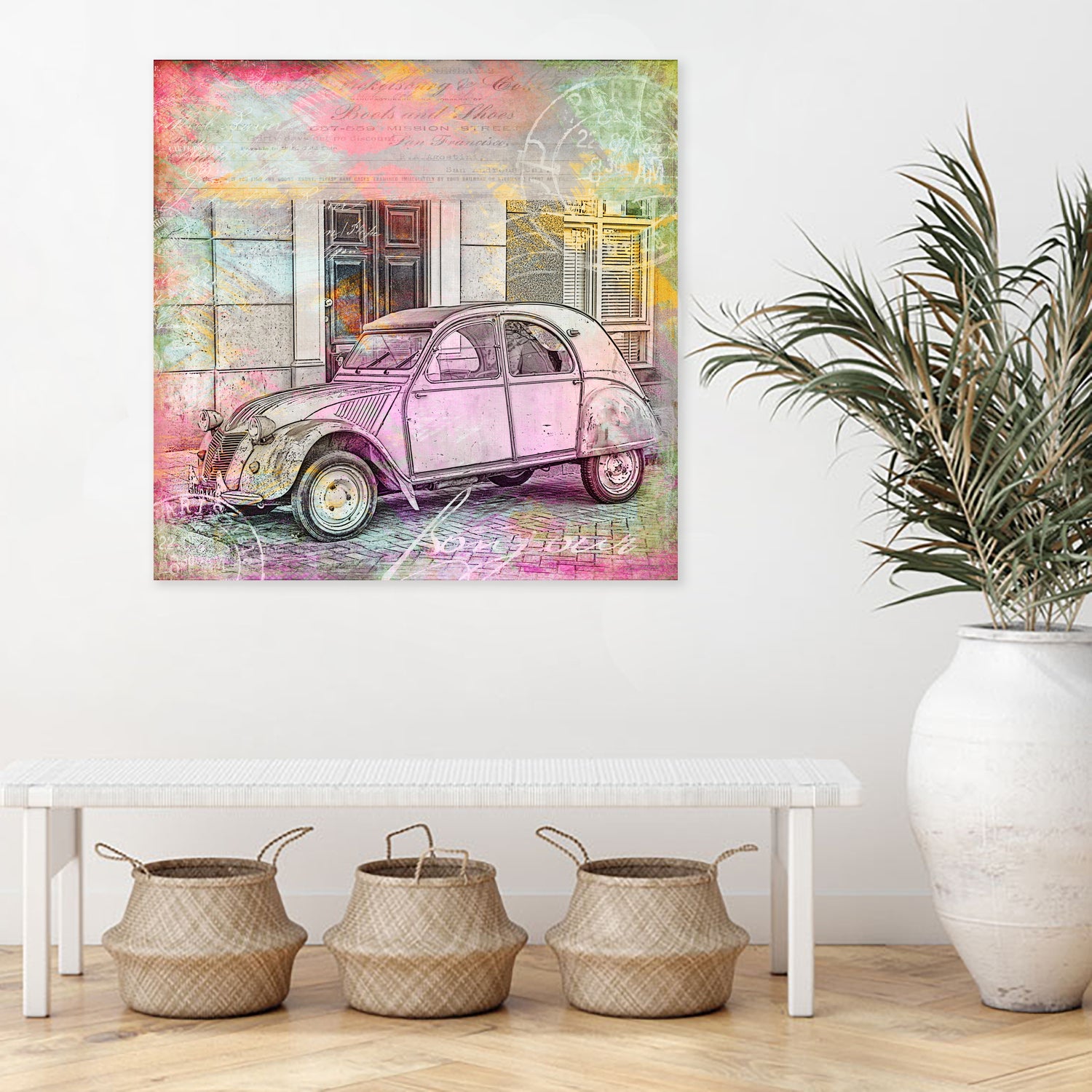 2CV Retro Car by Andrea Haase on GIANT ART - pink photo illustration