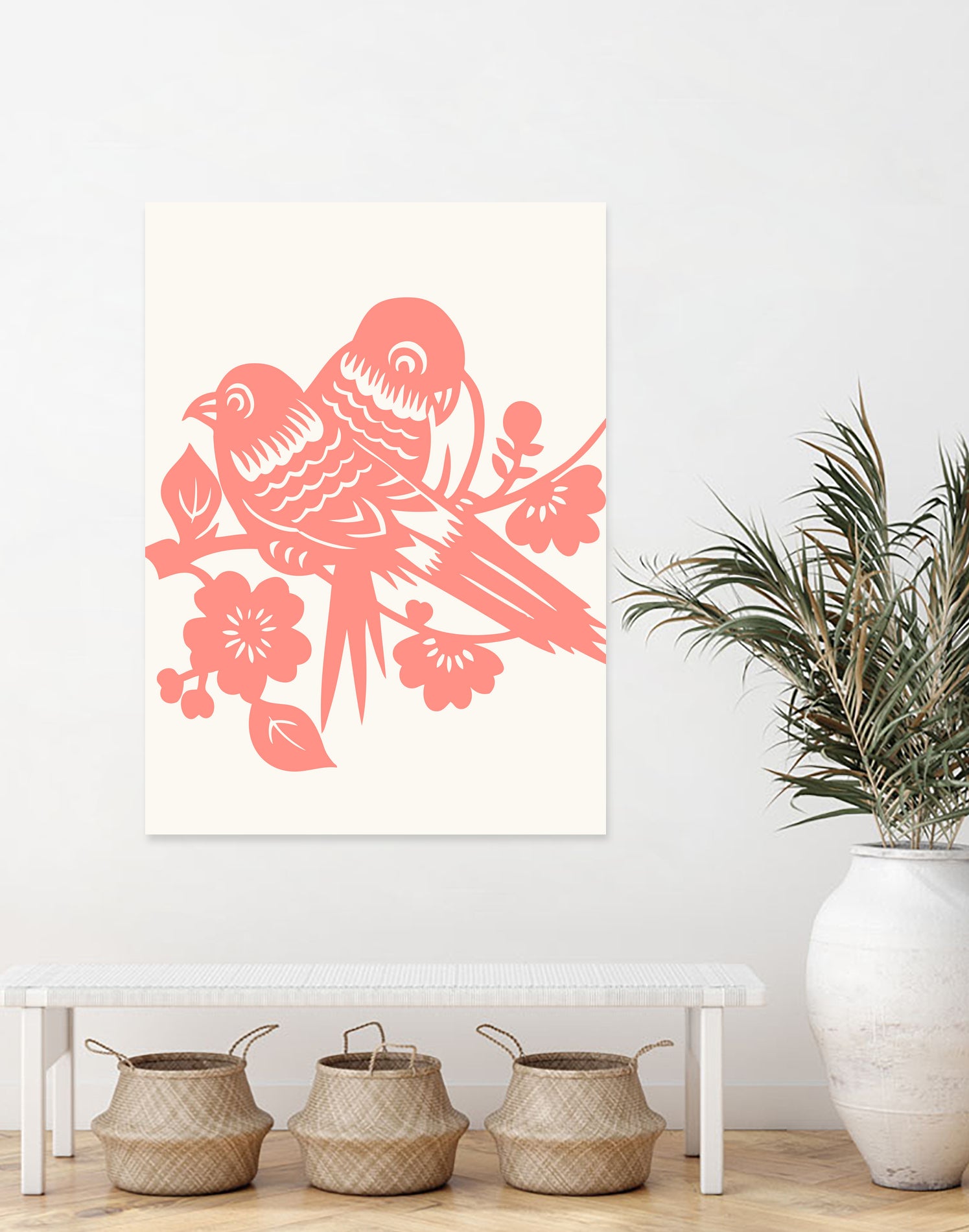 Love Birds Coral by Thomas Fernez on GIANT ART - pink digital drawing