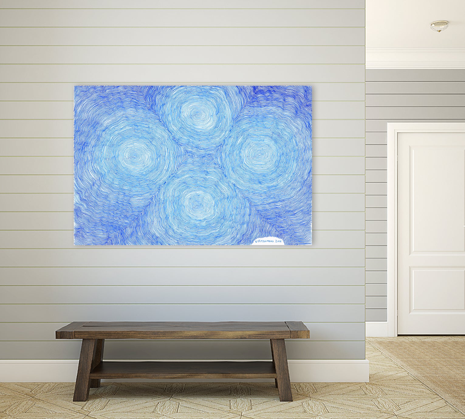 Blue ripples, four loci by Victor Fitzsimons on GIANT ART - blue mixed media