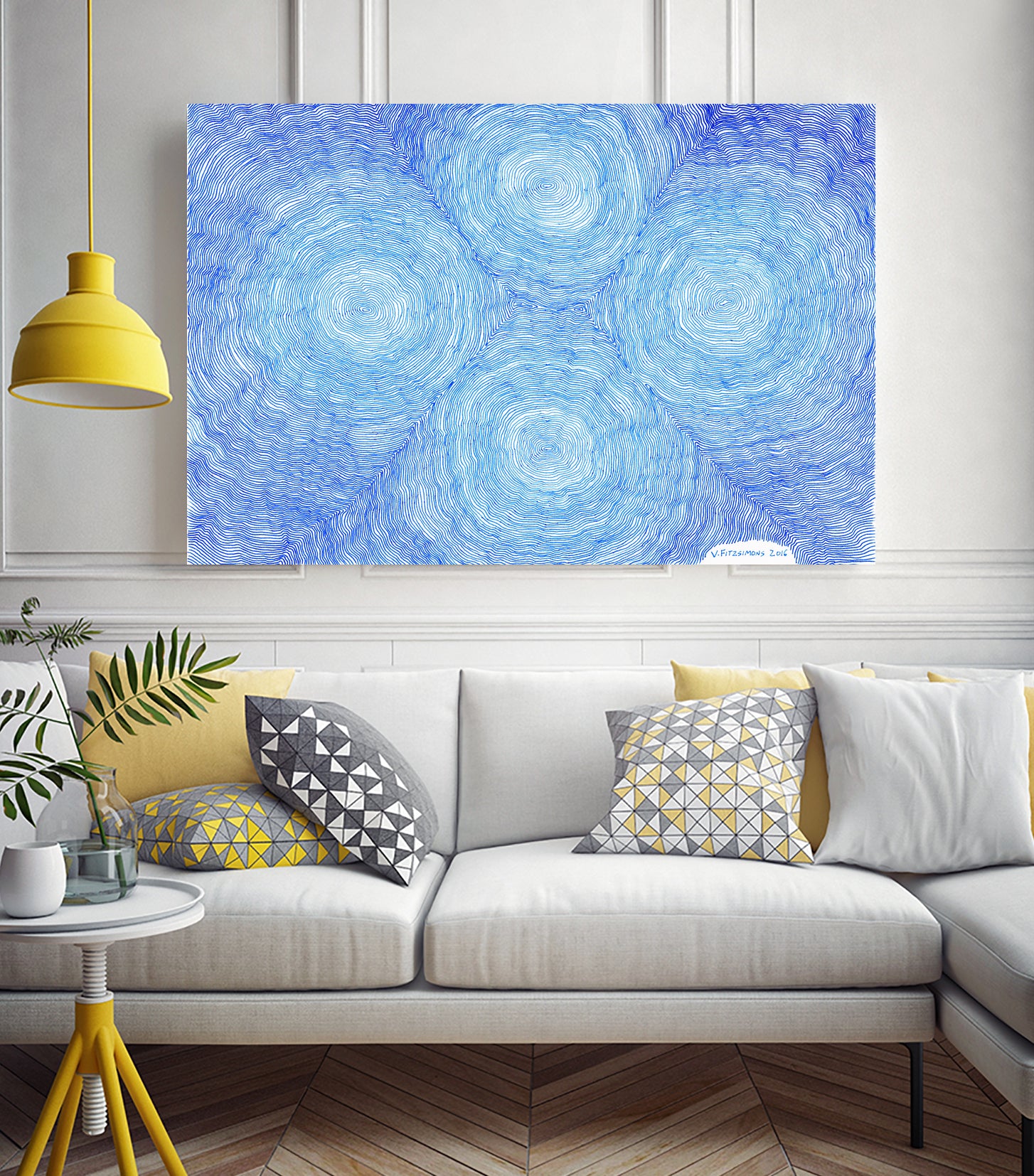 Blue ripples, four loci by Victor Fitzsimons on GIANT ART - blue mixed media