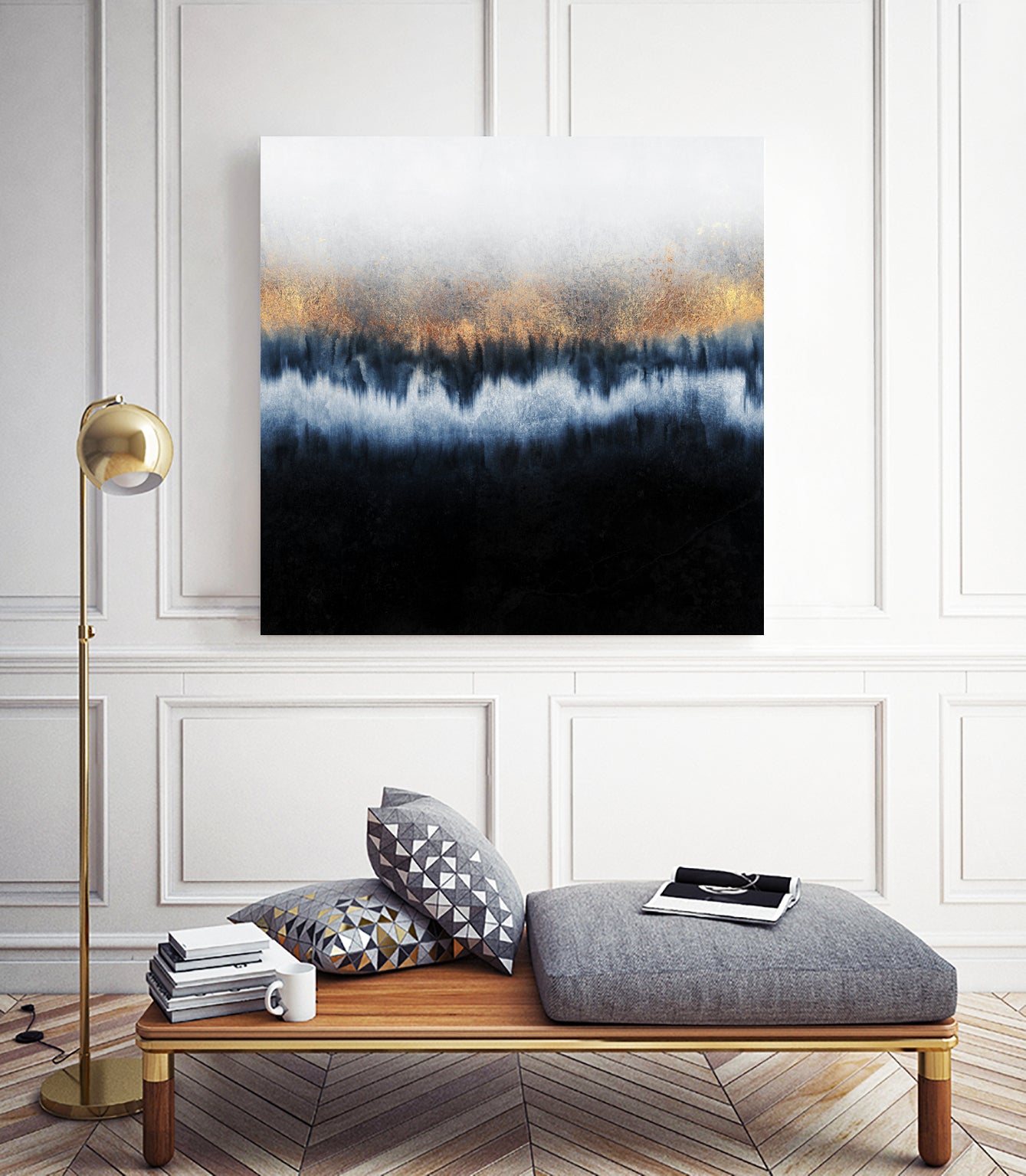 Golden Horizon by Elisabeth Fredriksson on GIANT ART - blue mixed media