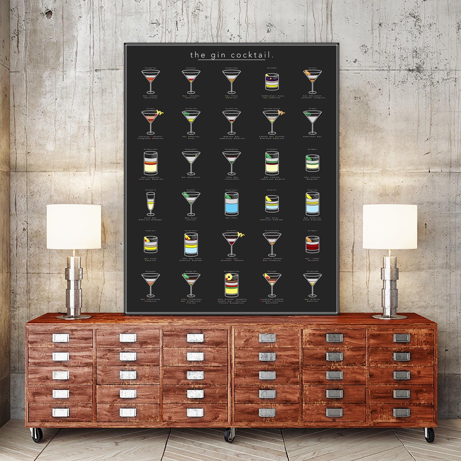 The Gin Cocktail by Finlay McNevin on GIANT ART - black typography