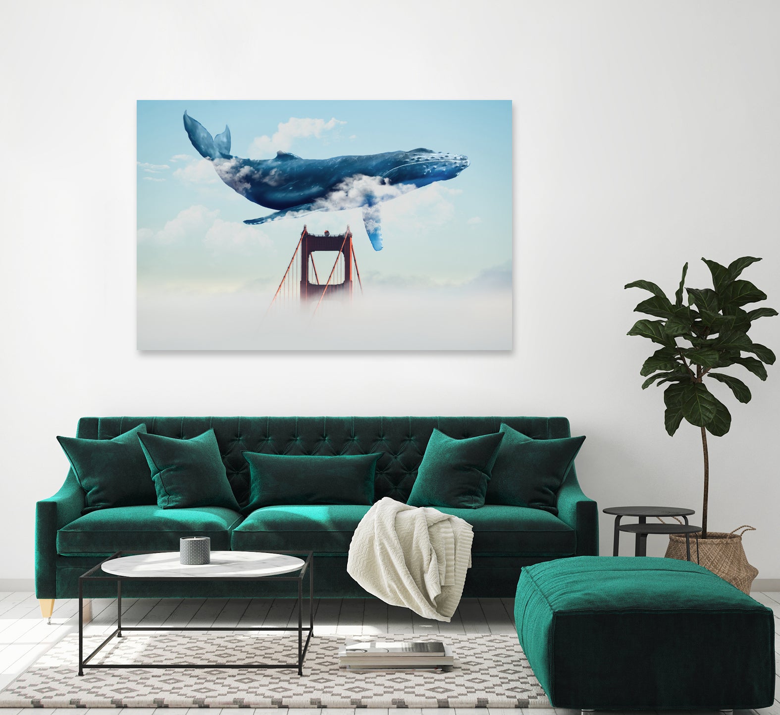 Whale Tails Golden Gate Bridge by David Loblaw on GIANT ART - blue photo manipulation