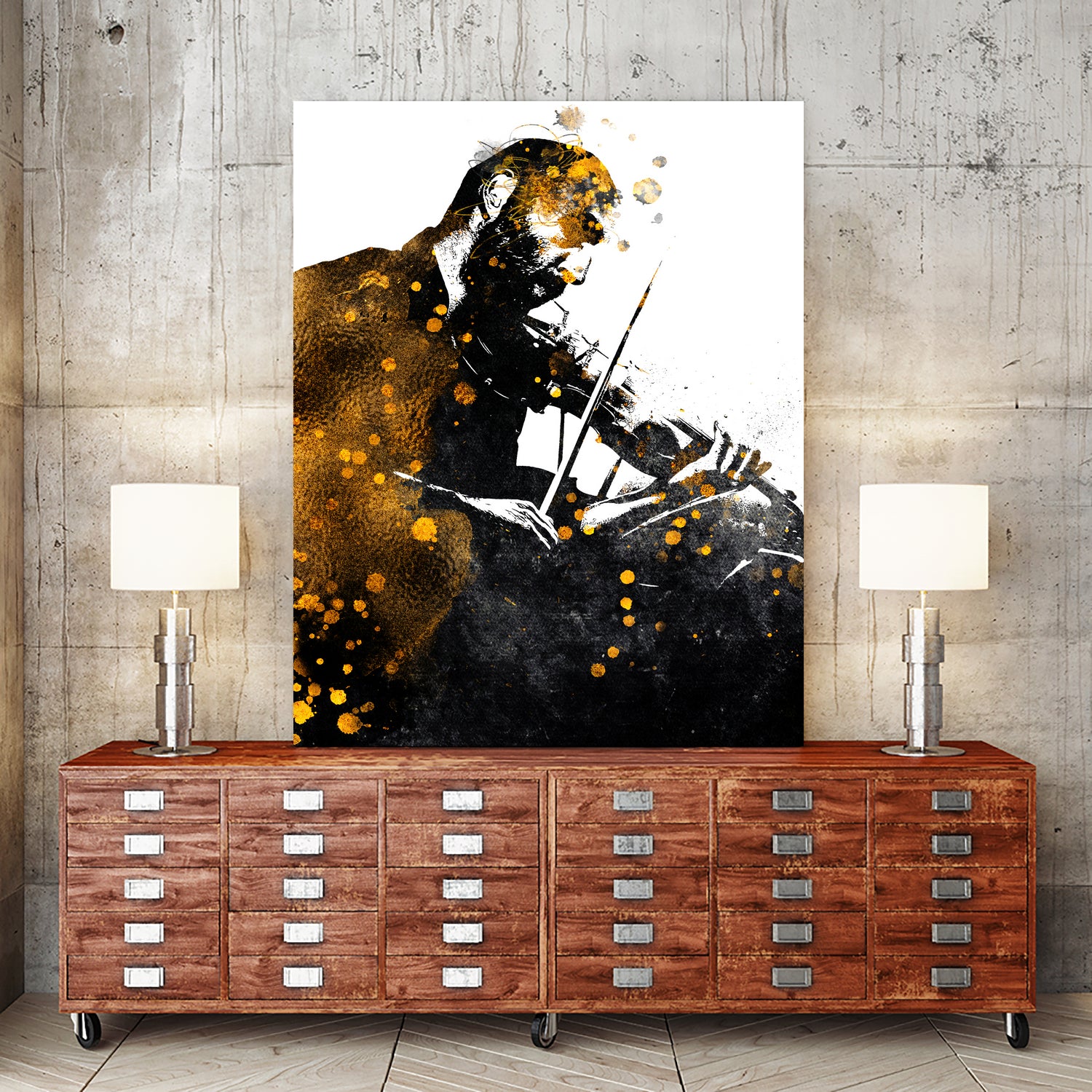 Violin music art gold and black #violin #music by Justyna Jaszke on GIANT ART - black digital painting