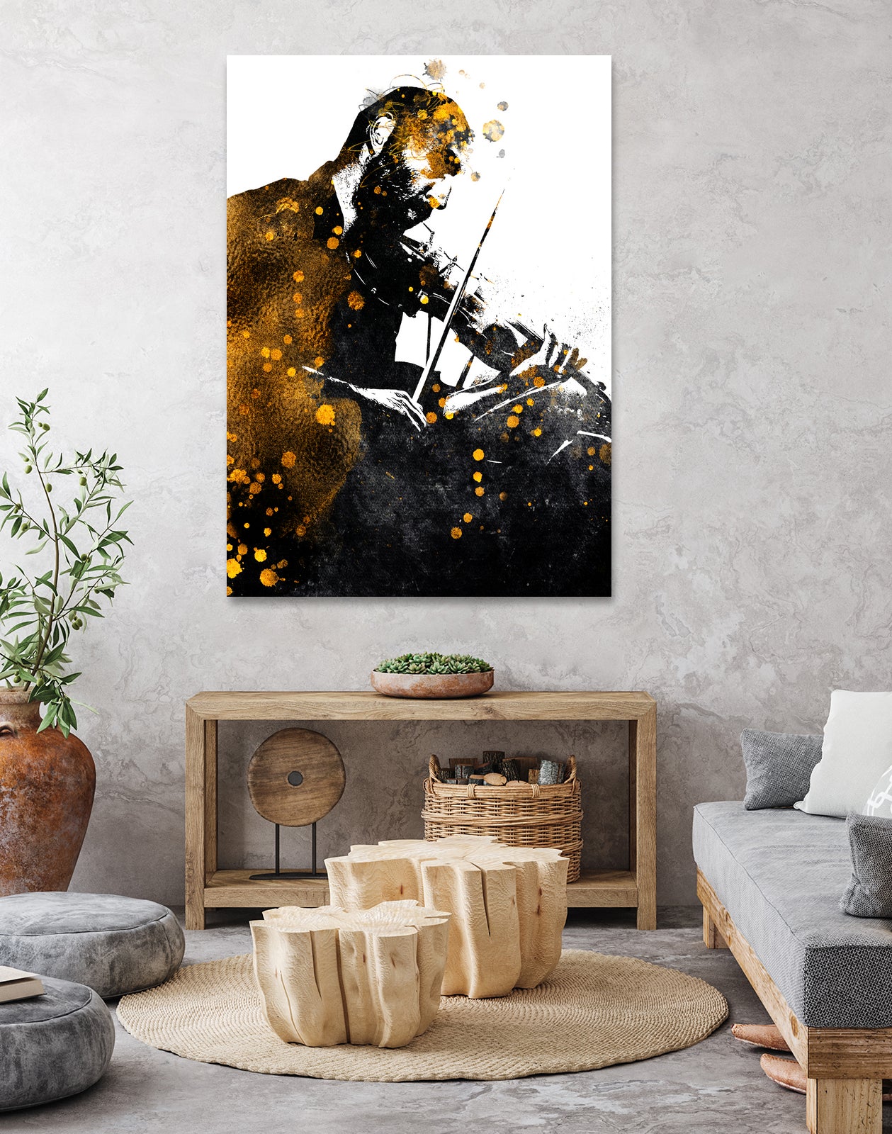 Violin music art gold and black #violin #music by Justyna Jaszke on GIANT ART - black digital painting