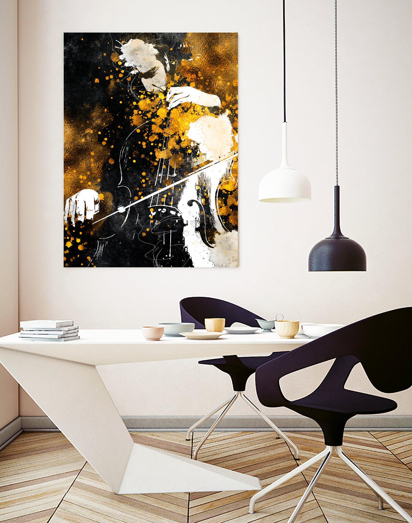 Violin music art gold and black #violin #music by Justyna Jaszke on GIANT ART - black digital painting