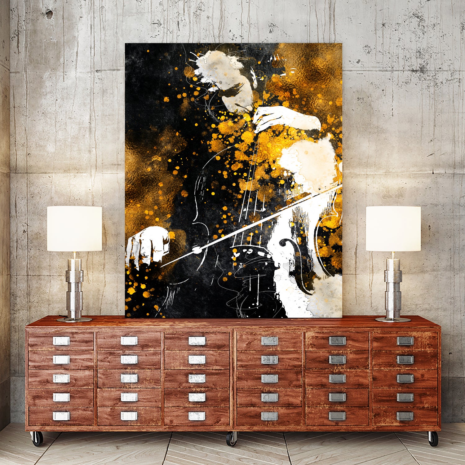 Violin music art gold and black #violin #music by Justyna Jaszke on GIANT ART - black digital painting