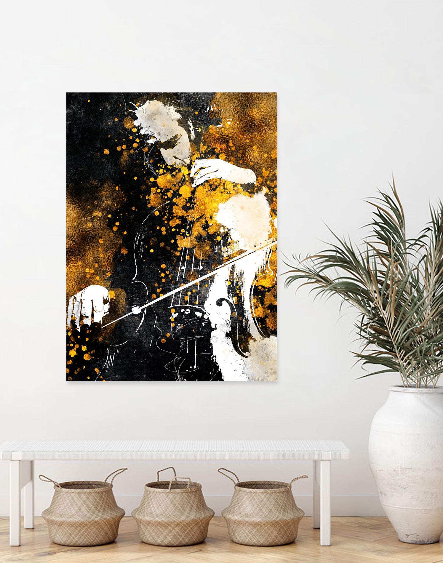 Violin music art gold and black #violin #music by Justyna Jaszke on GIANT ART - black digital painting