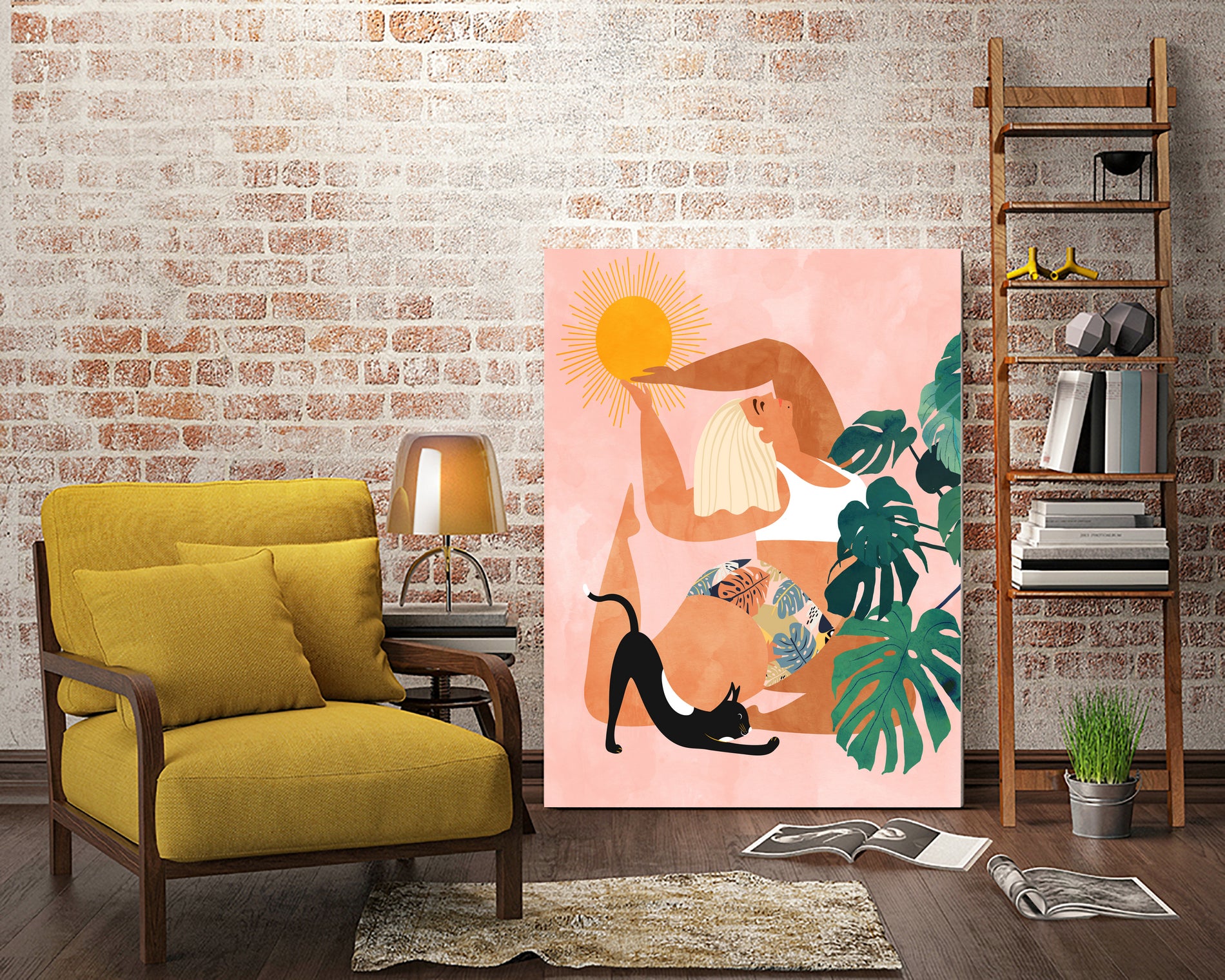 Tropical Yoga by Uma Gokhale on GIANT ART - orange digital painting