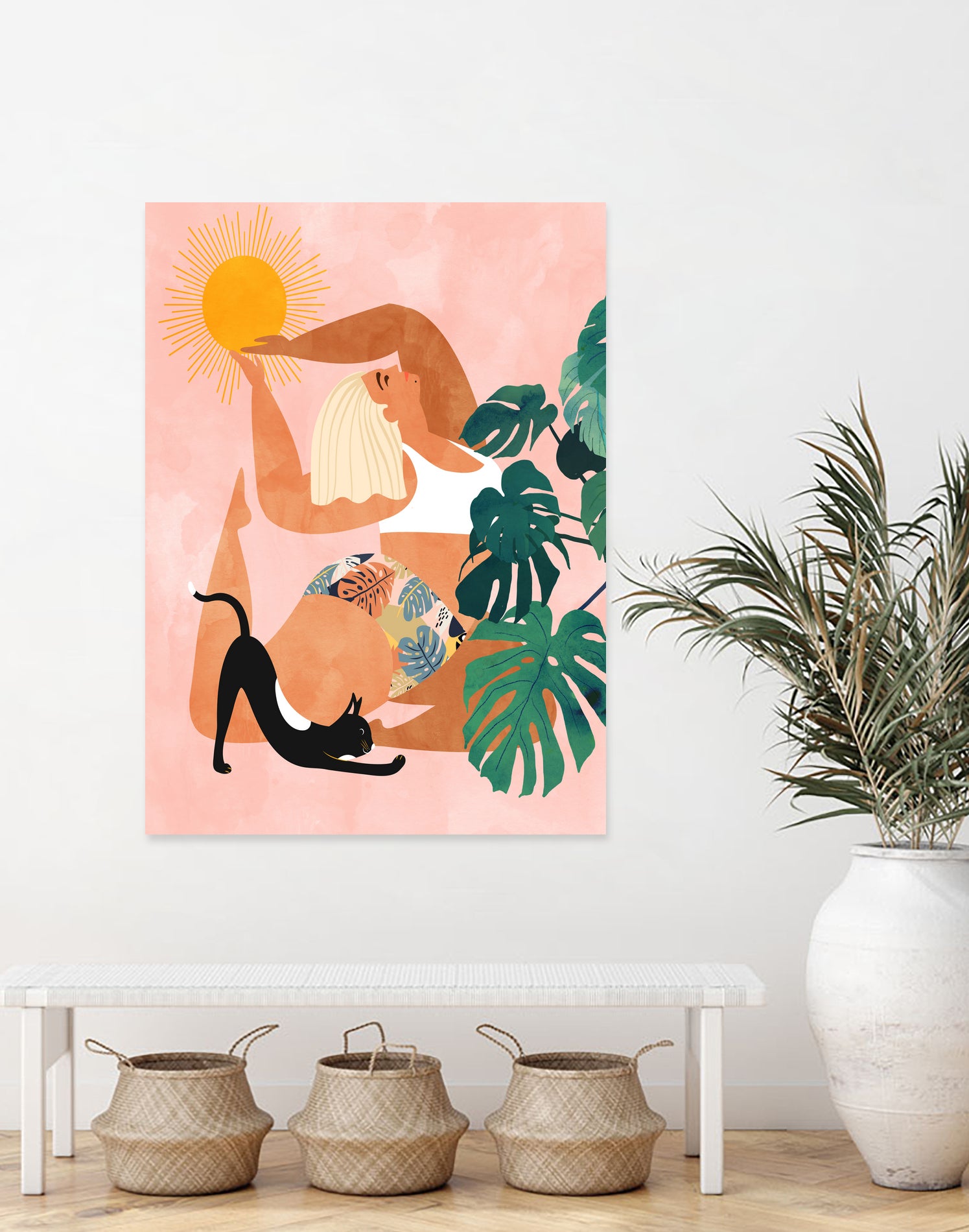 Tropical Yoga by Uma Gokhale on GIANT ART - orange digital painting