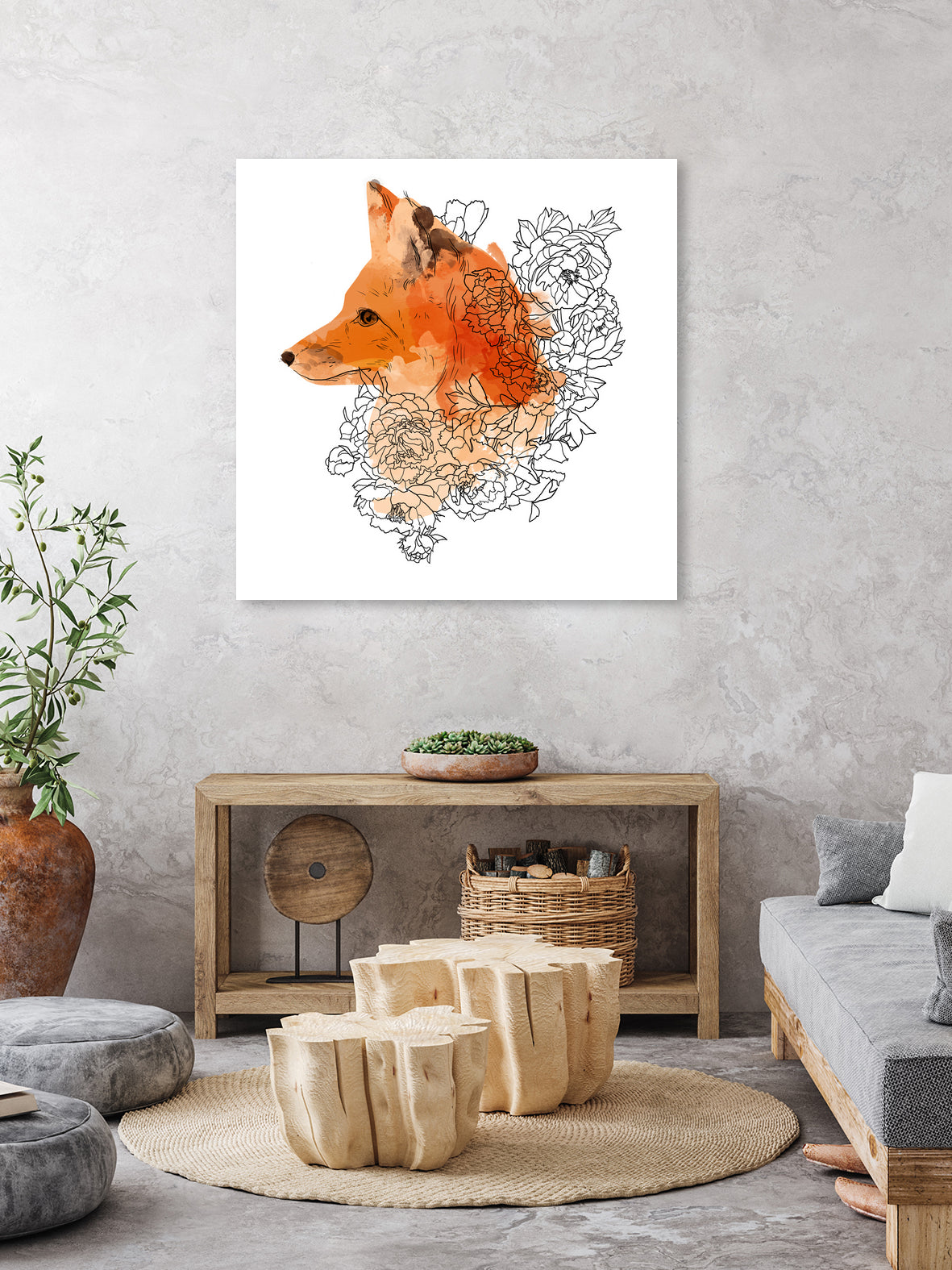 Watercolor Fox by Greta Berlin on GIANT ART - orange digital drawing