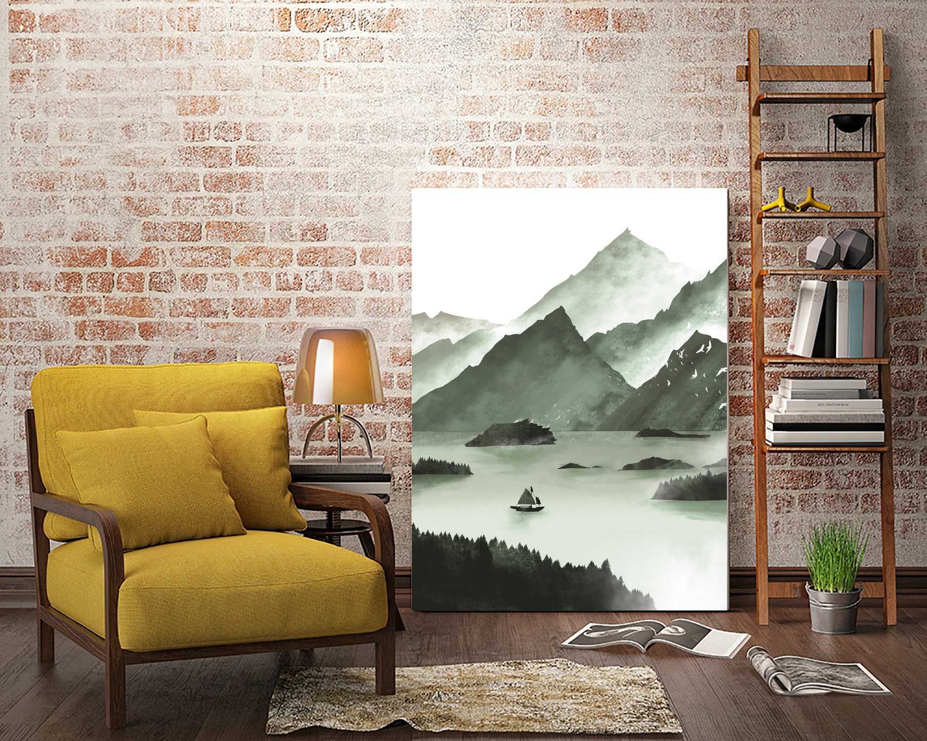 Calm Lake by Tomasz Dąbek on GIANT ART - green digital painting