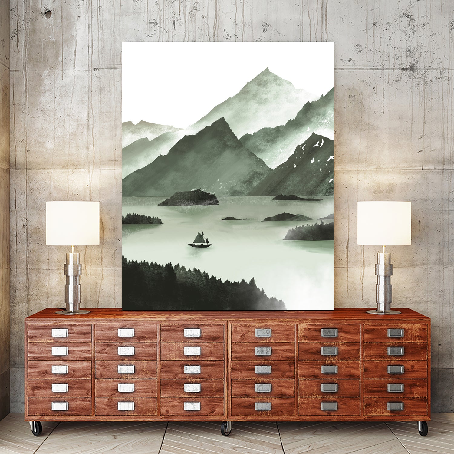 Calm Lake by Tomasz Dąbek on GIANT ART - green digital painting