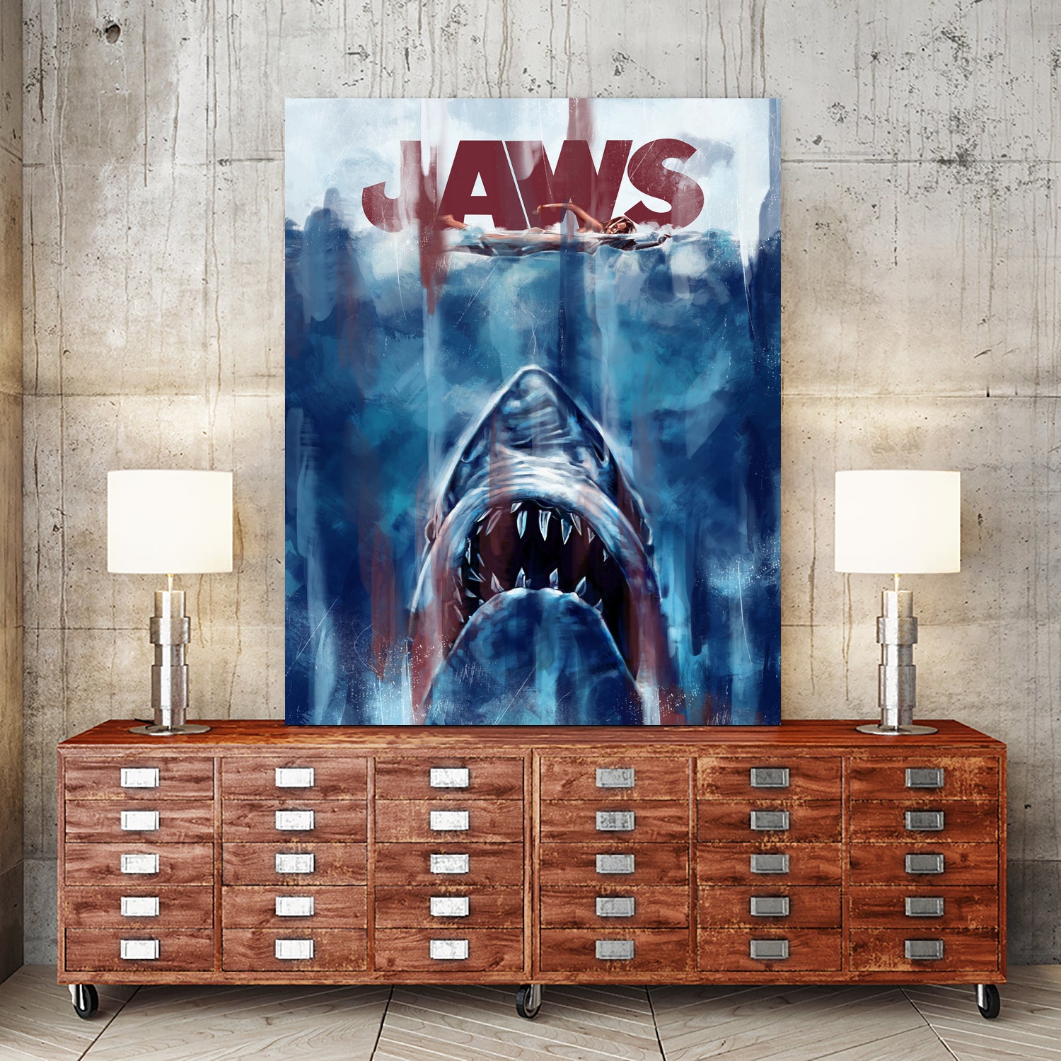 Jaws by Dmitry Belov on GIANT ART - blue digital drawing