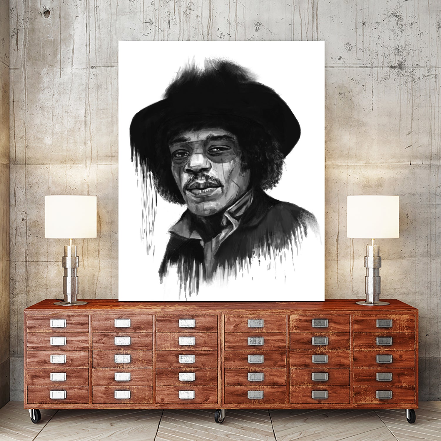 Hendrix by Solti Balázs on GIANT ART - white digital painting
