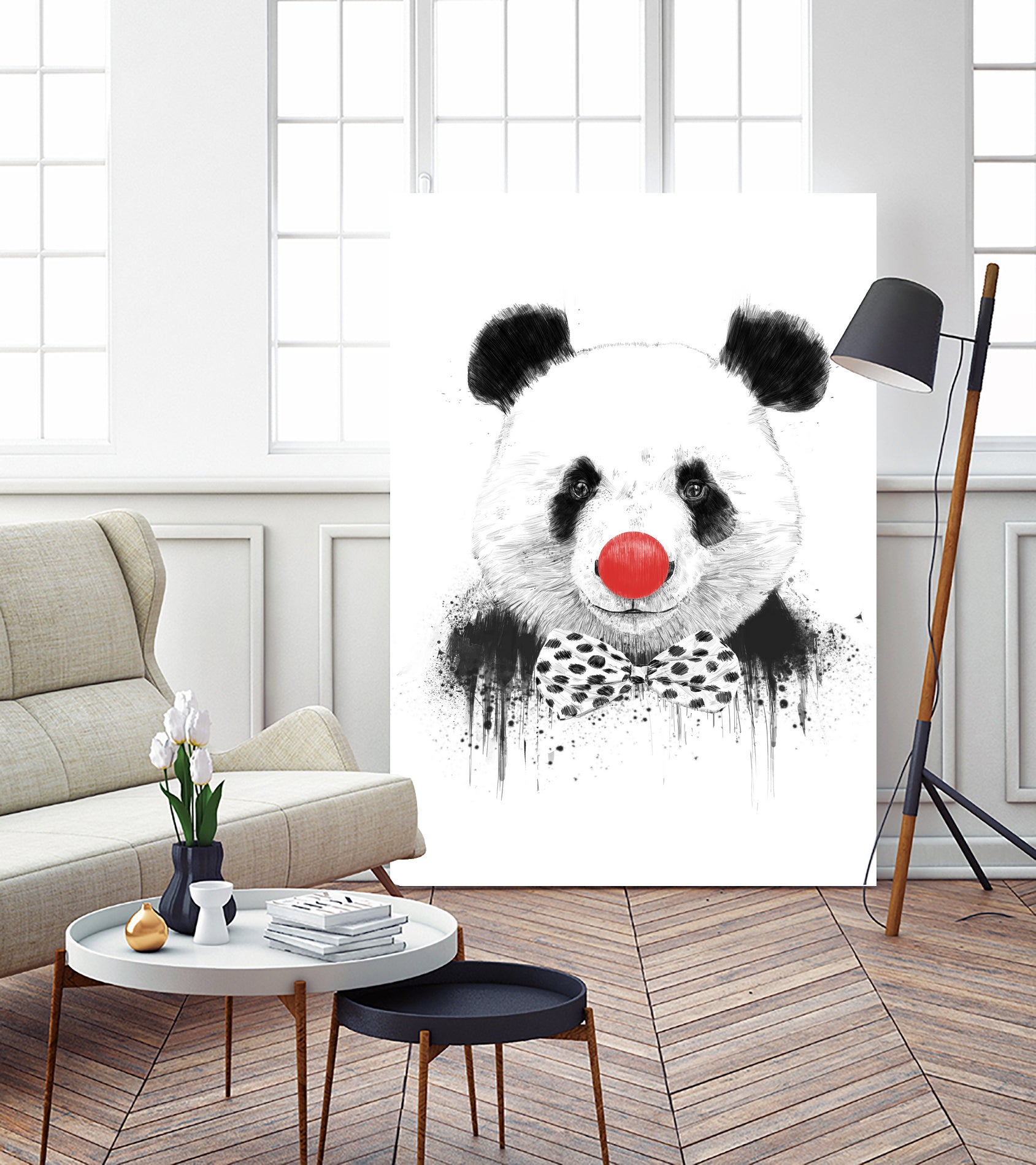 Clown panda by Solti Balázs on GIANT ART - black mixed media