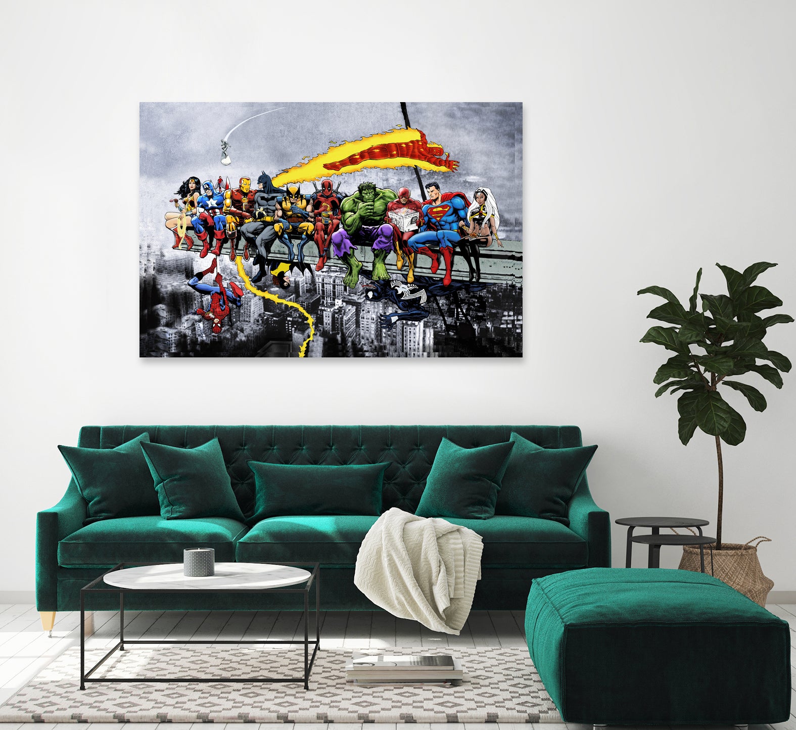 More Marvel & DC Superheroes Lunch Atop A Skyscraper by Dan Avenell on GIANT ART - gray digital painting