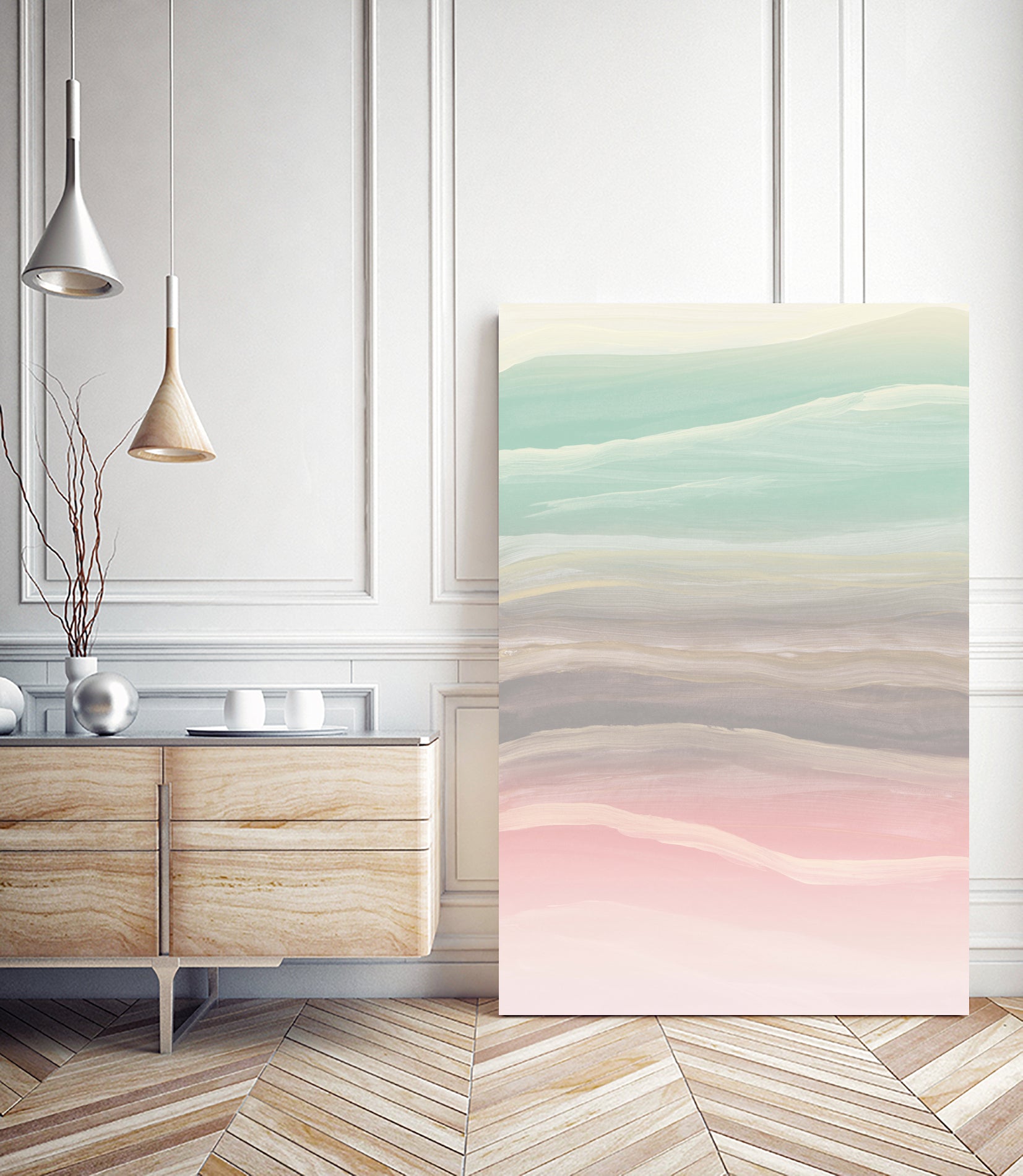 Pastel Watercolor Waves Abstract #1 #painting #decor #art by Anita & Bella Jantz on GIANT ART - pink digital painting