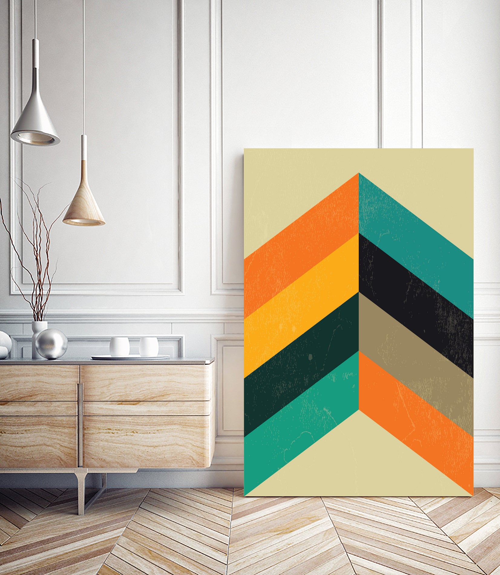 Mid Century Chevron by Studio North on GIANT ART - orange digital drawing