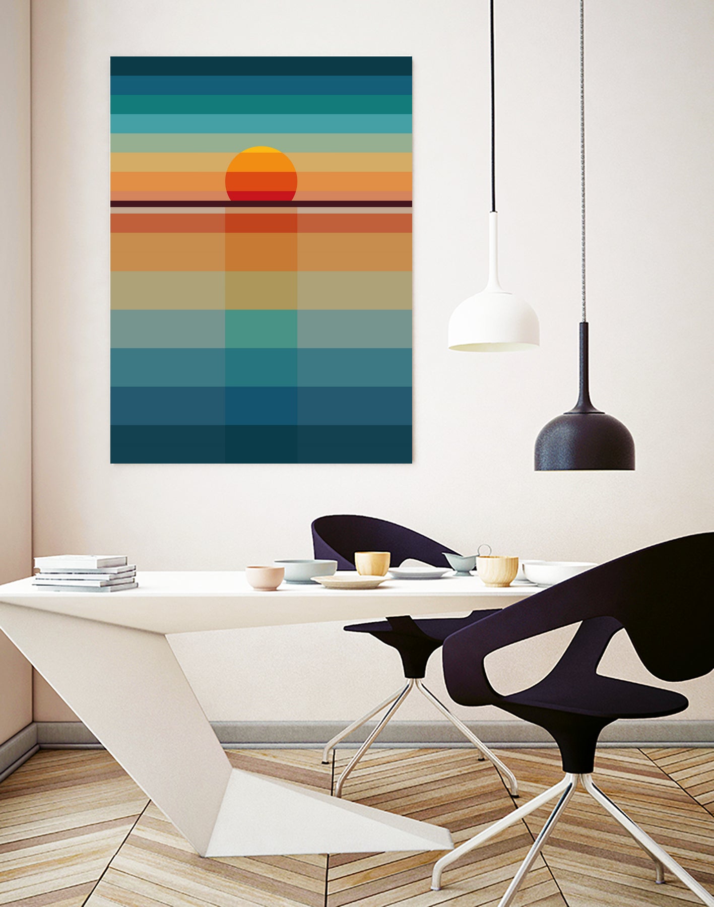 Geometric Sunset by Roland Bánrévi on GIANT ART - yellow vector illustration