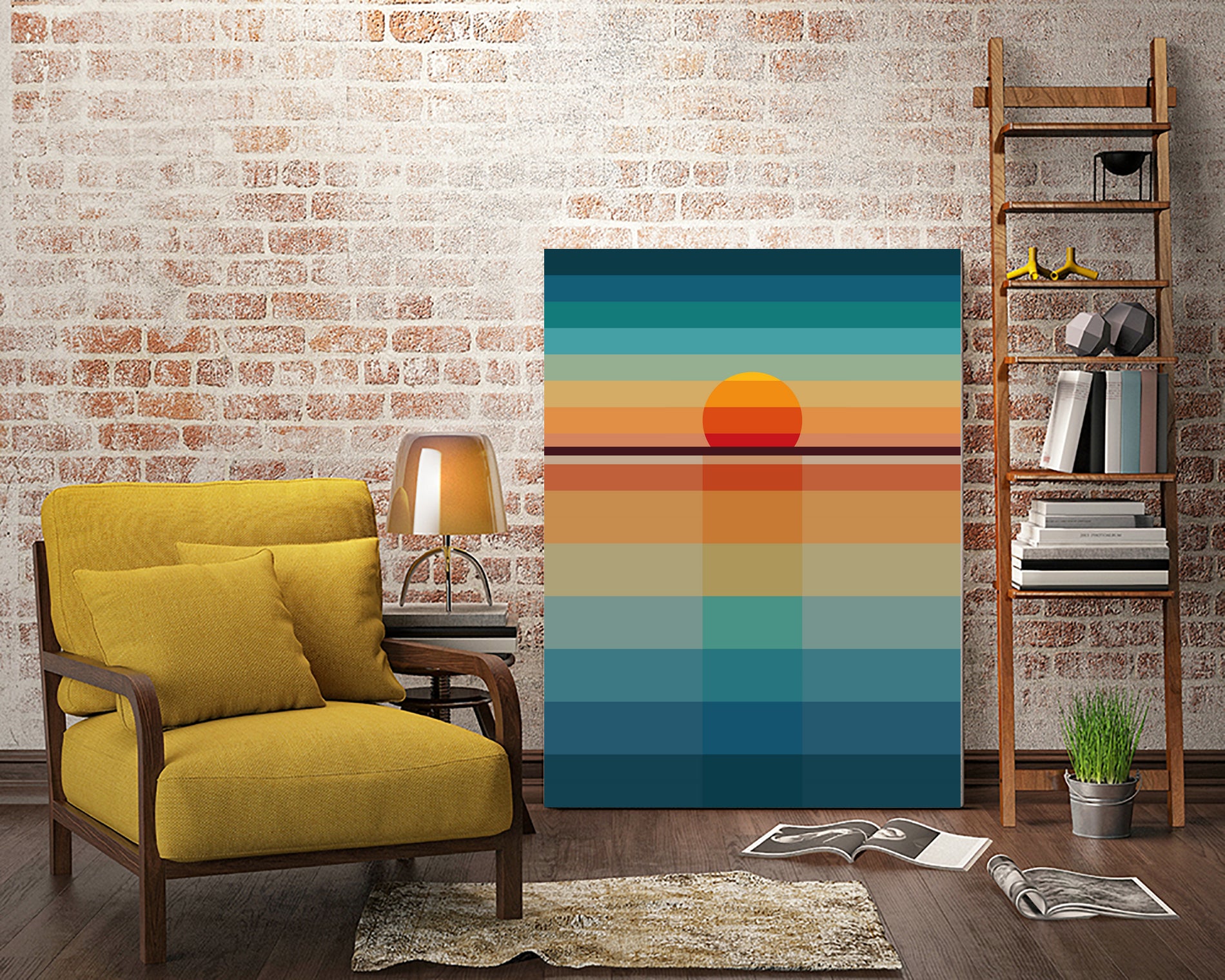 Geometric Sunset by Roland Bánrévi on GIANT ART - yellow vector illustration