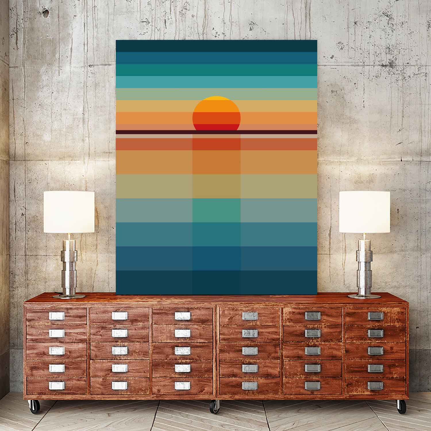 Geometric Sunset by Roland Bánrévi on GIANT ART - yellow vector illustration