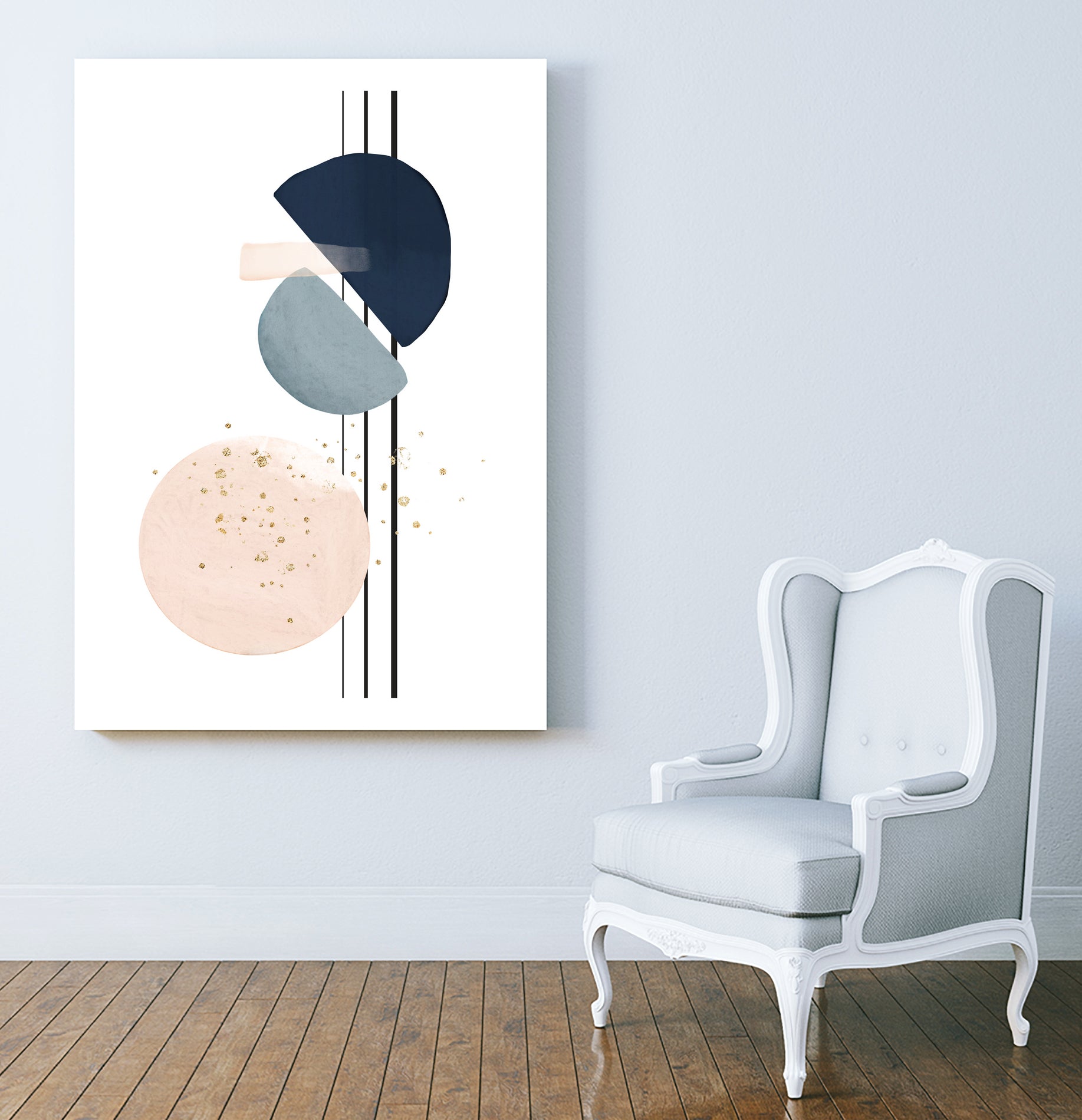 Abstract Study Blush and Navy Blue II by Studio North on GIANT ART - pink digital painting