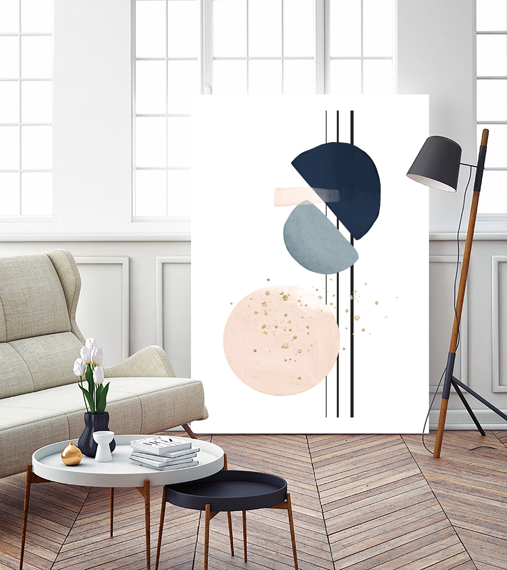 Abstract Study Blush and Navy Blue II by Studio North on GIANT ART - pink digital painting