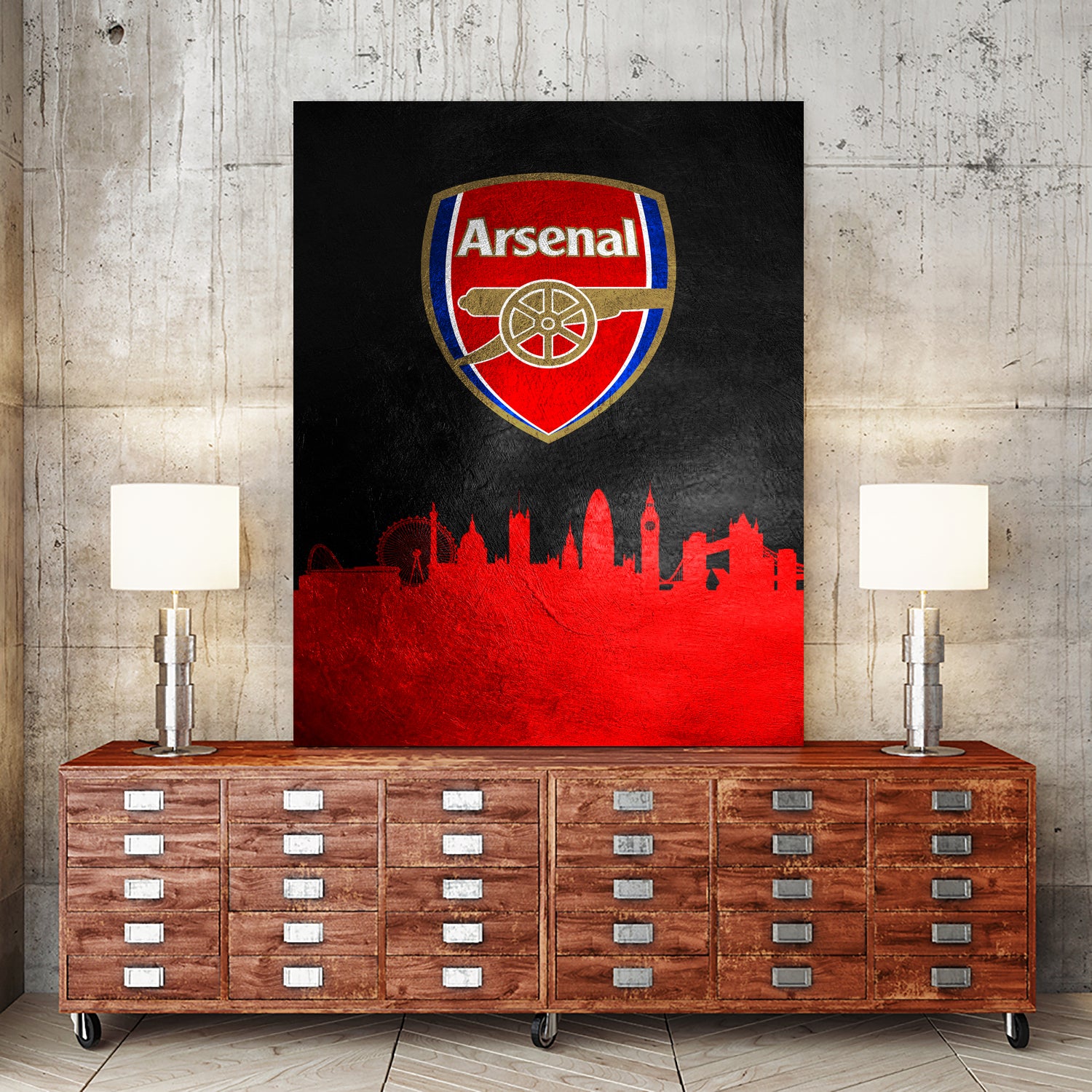 Arsenal FC Skyline by Adrian Baldovino on GIANT ART - red vector illustration