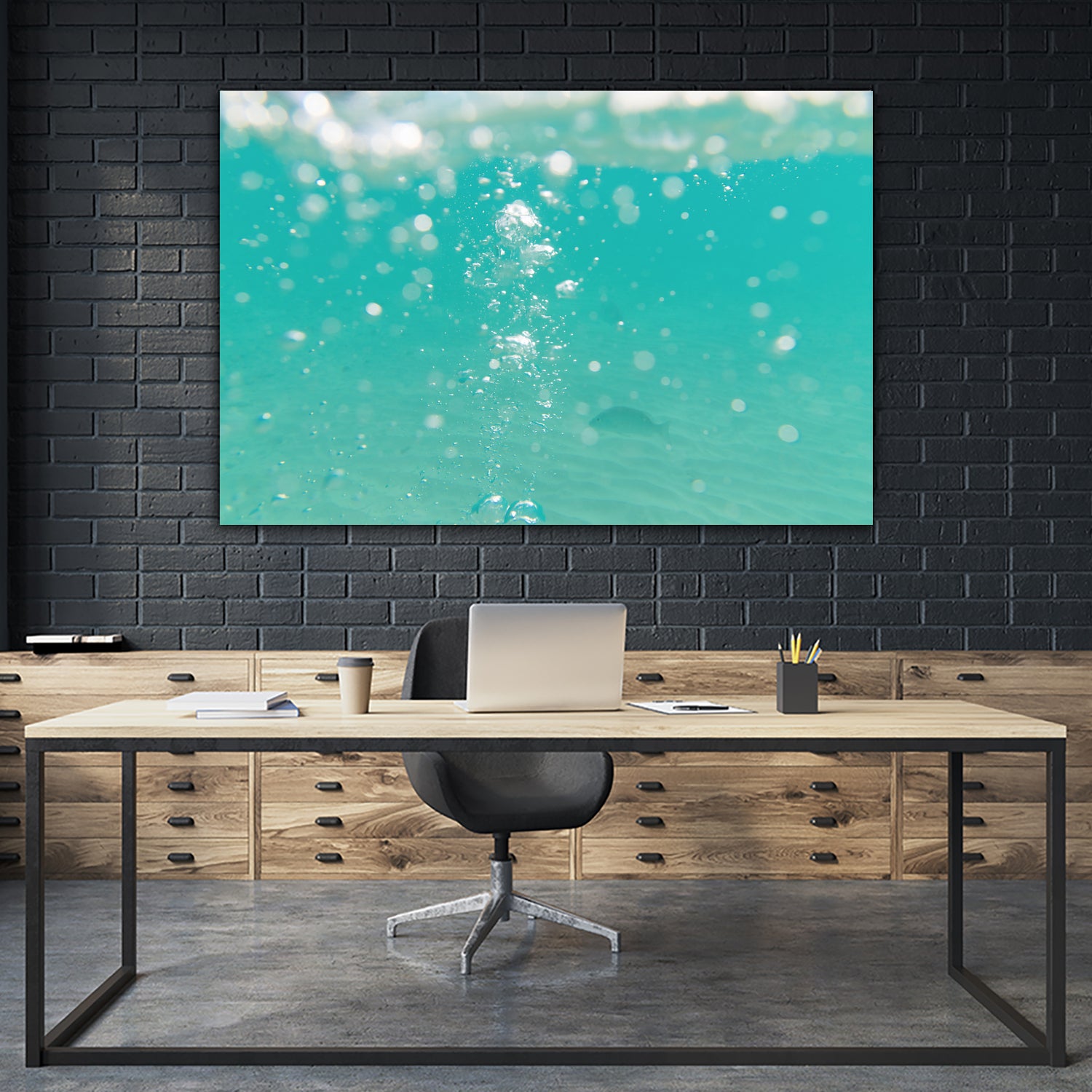 Underwater Caribbean Bubbles Dream 2 by ©AnitasBellasArt on GIANT ART - blue coastal sea,ocean,turquoise,water