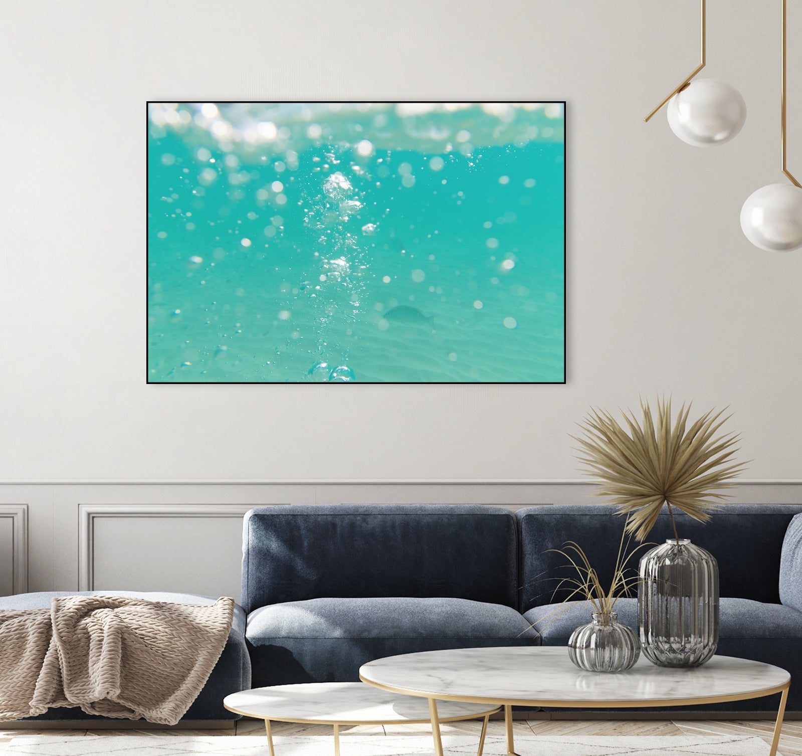 Underwater Caribbean Bubbles Dream 2 by ©AnitasBellasArt on GIANT ART - blue coastal sea,ocean,turquoise,water