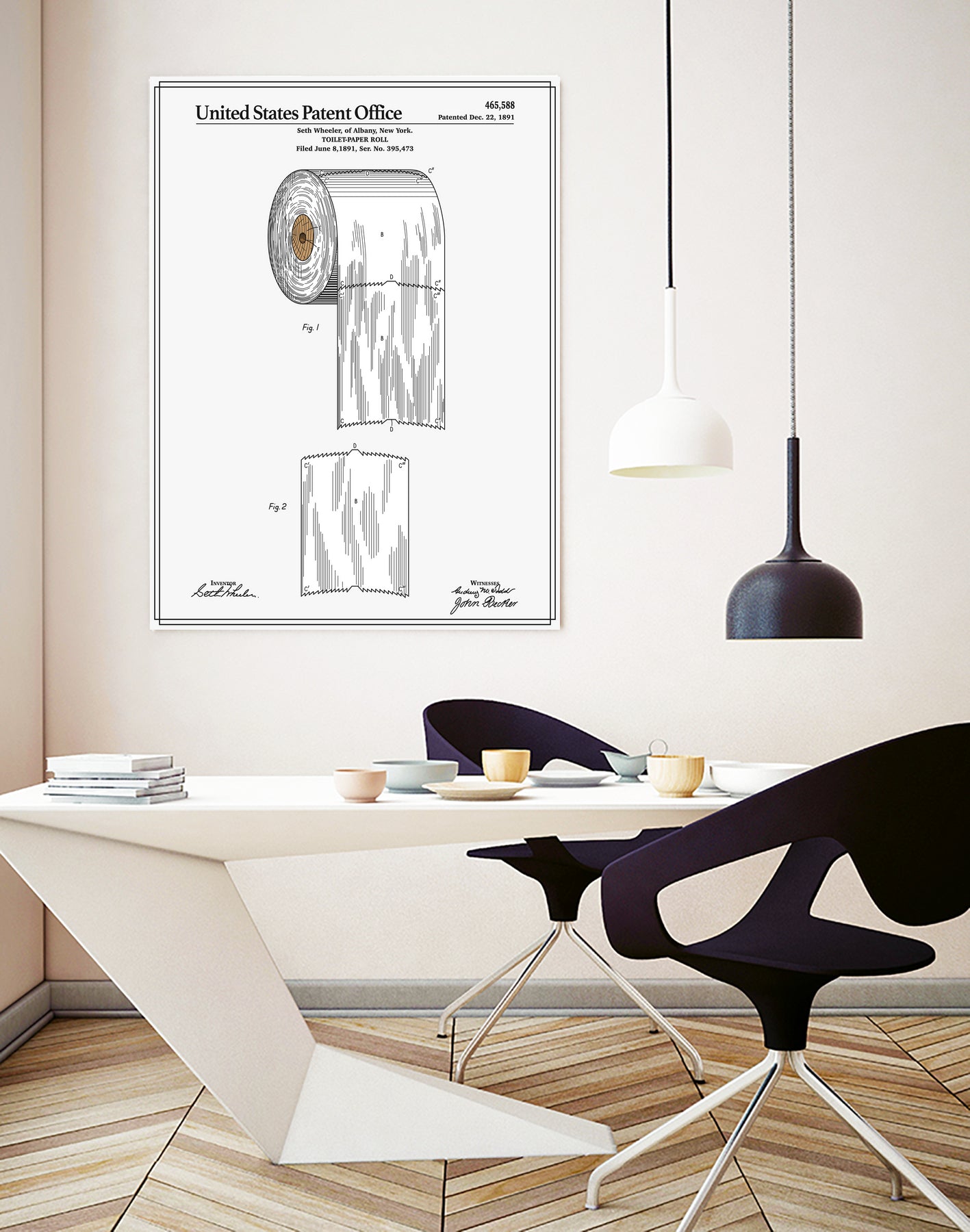 Toilet Paper Roll Patent by Finlay McNevin on GIANT ART - white typography